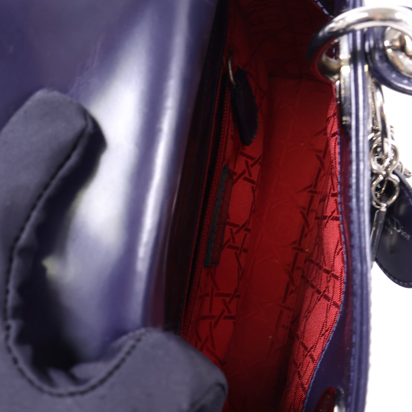 Dior 牛皮皮革Mini Lady Dior銀扣手挽肩背兩用袋