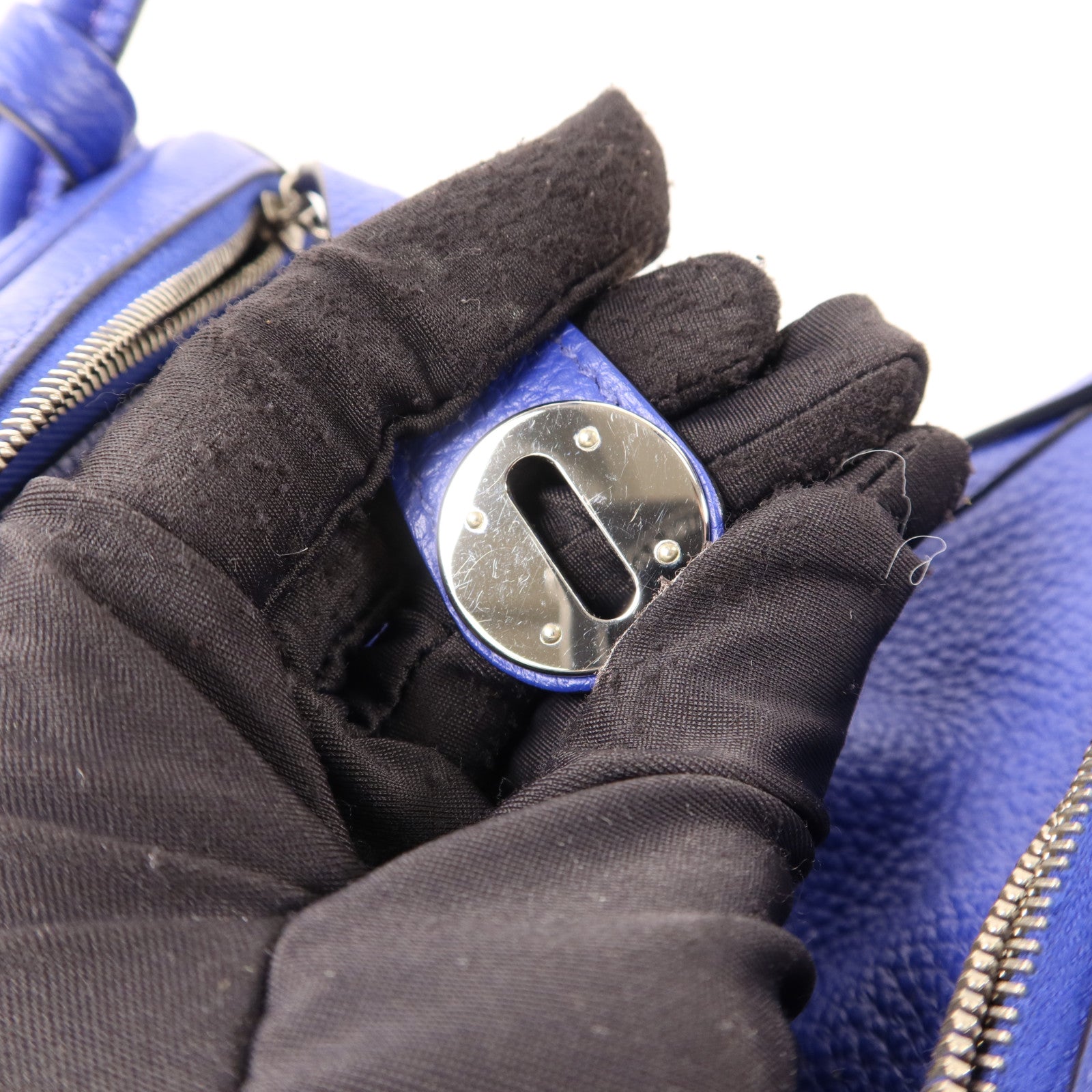 HERMES Clemence皮革Lindy 26銀扣手挽肩背兩用袋Bleu Electrique