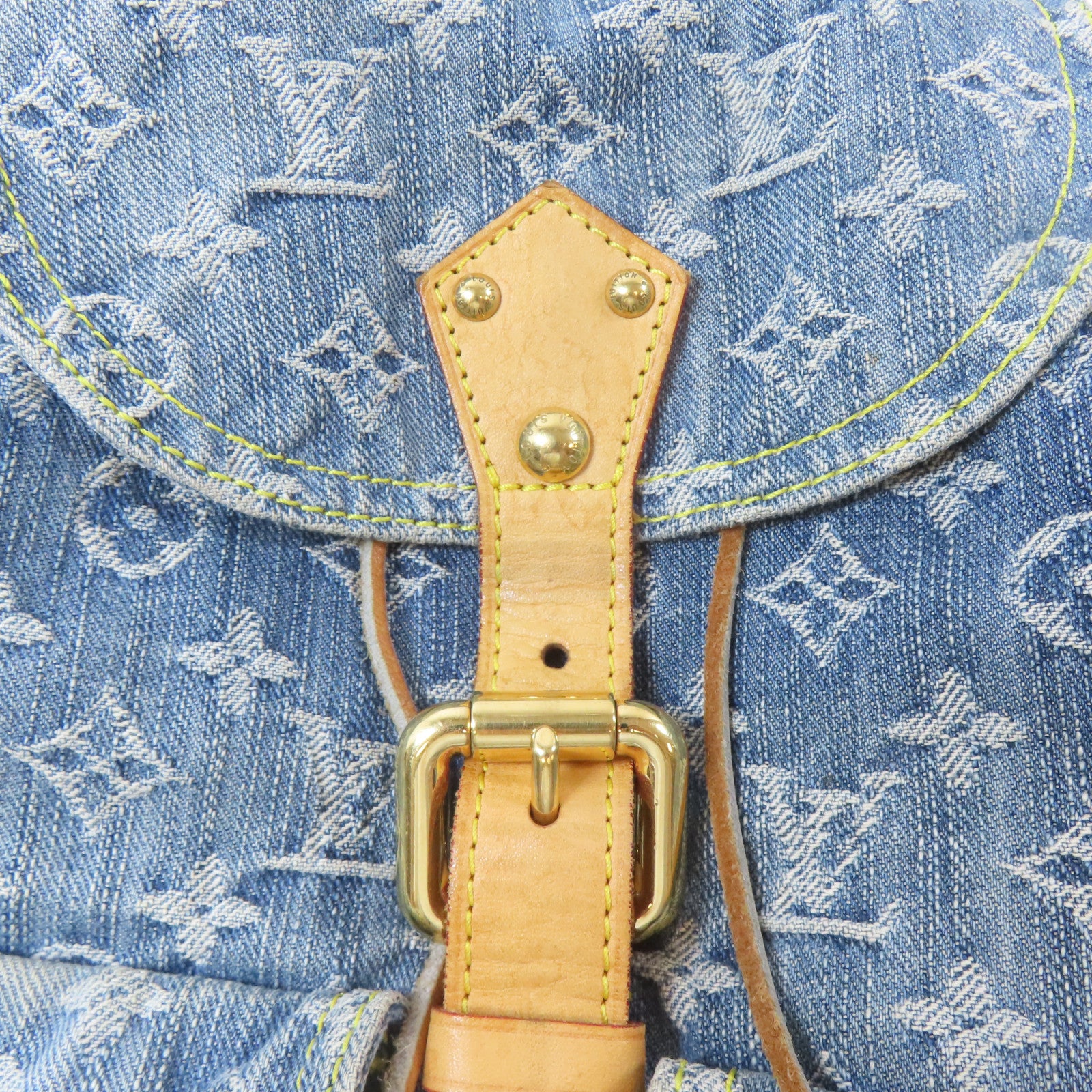 LOUIS VUITTON Monogram Denim Sac a Dos GM金扣背包藍色