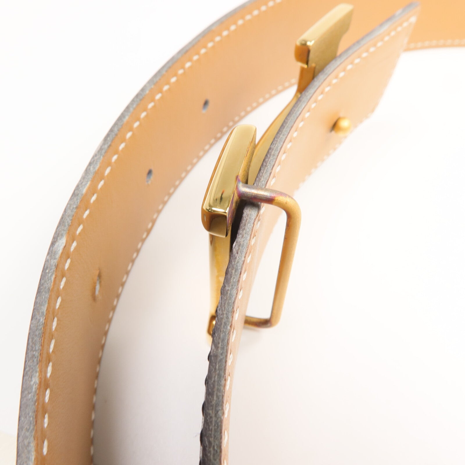 HERMES Box/Swift皮革Constance Belt皮帶Noir/Tabac Camel