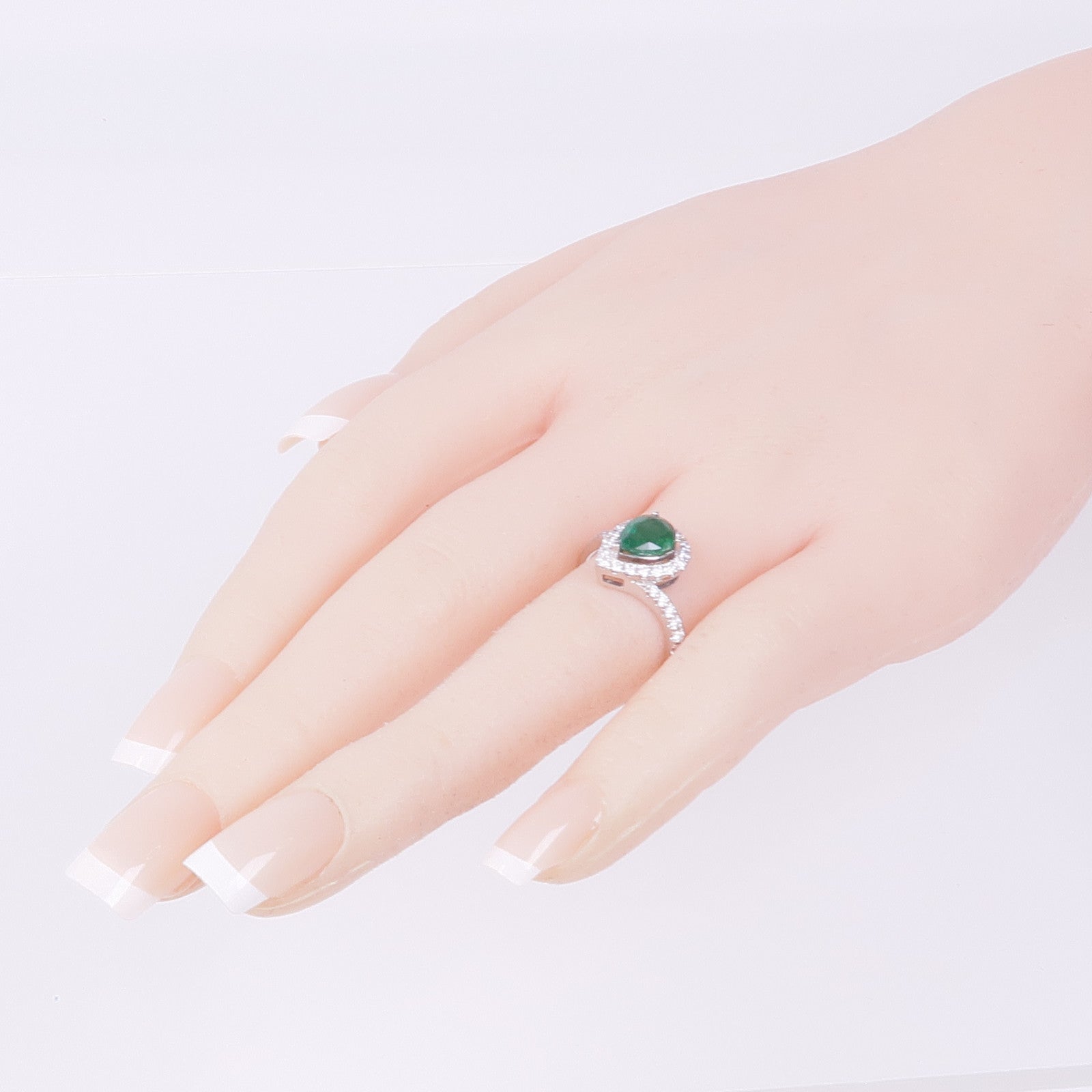 JEWELRY 18K白金Emerald Diamond Ring綠寶石/鑽石戒指US#7.5