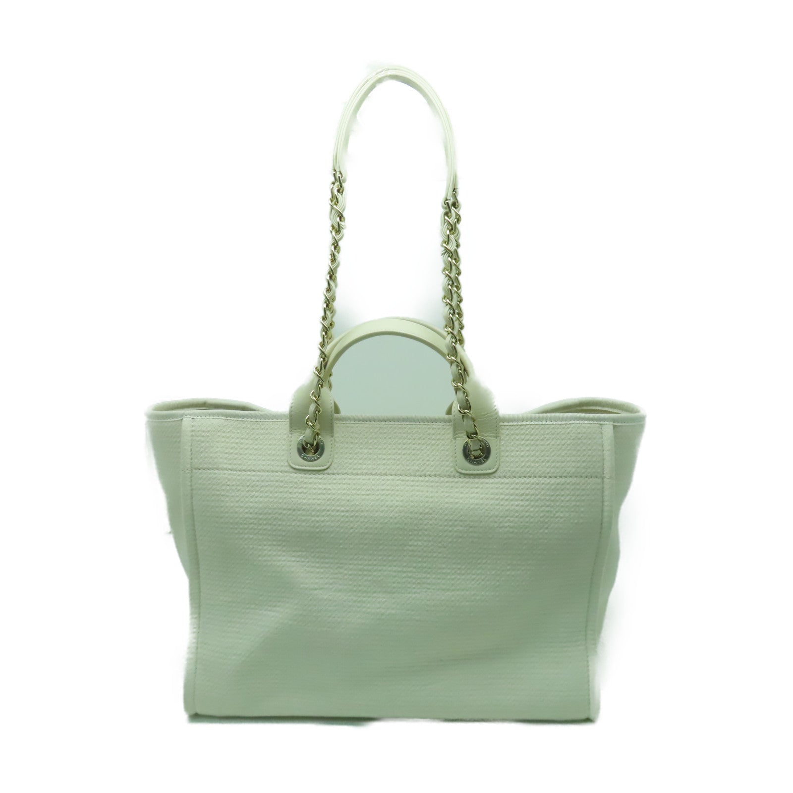 CHANEL 【激減優惠】帆布Deauville Tote Bag金扣手挽肩背兩用袋米色