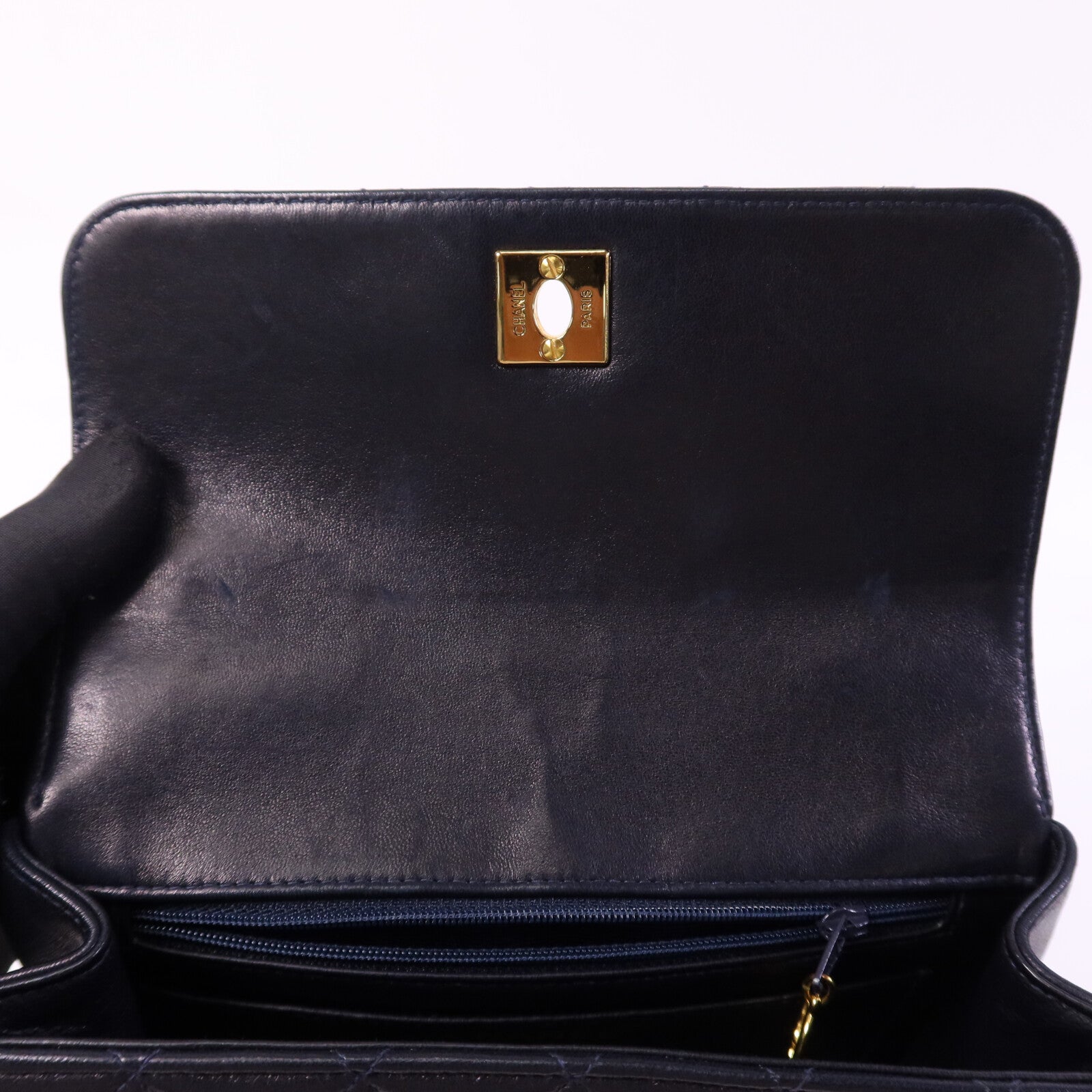 CHANEL 羊皮皮革Vintage Flap Bag金扣手挽袋