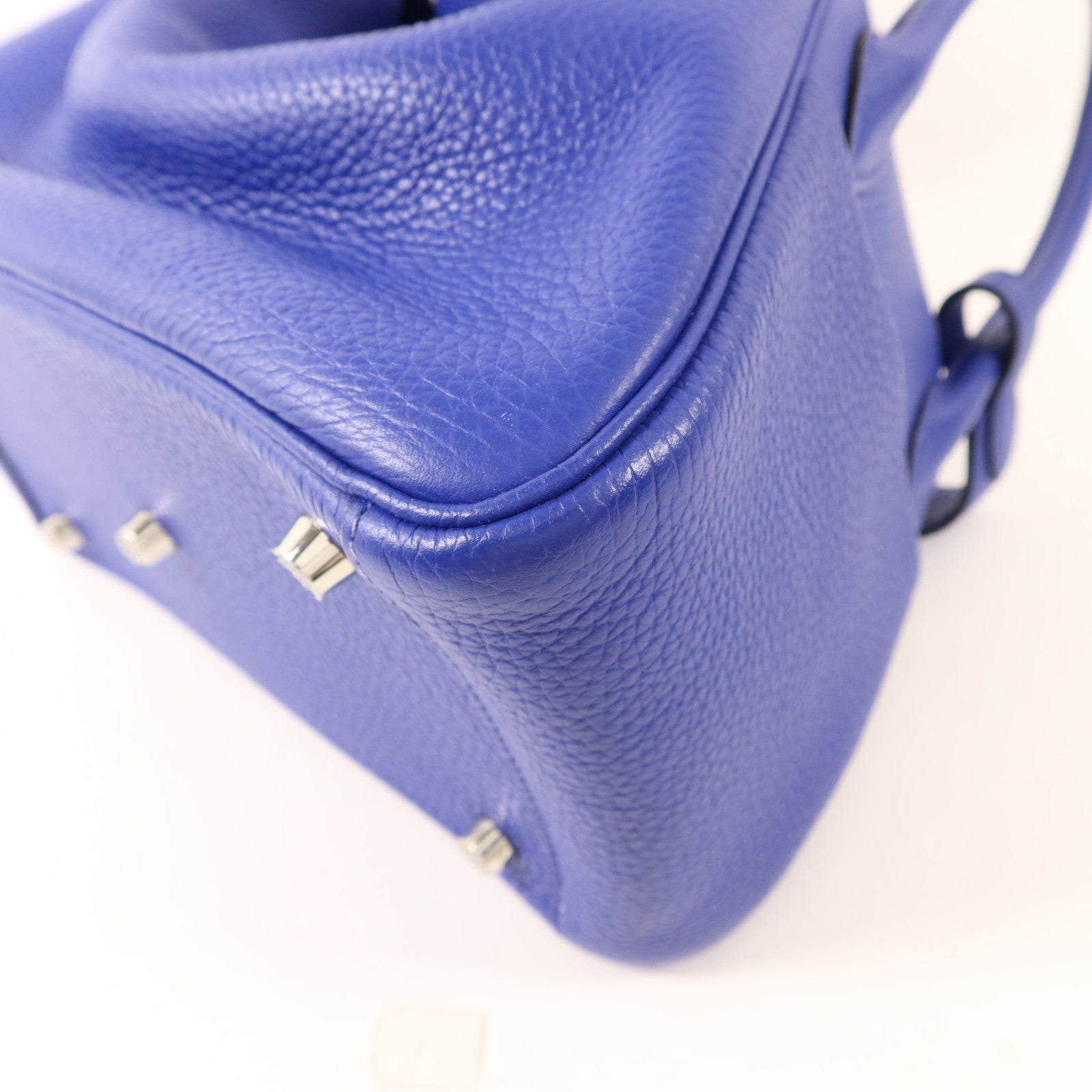 HERMES Clemence皮革Lindy 26銀扣手挽肩背兩用袋Bleu Electrique