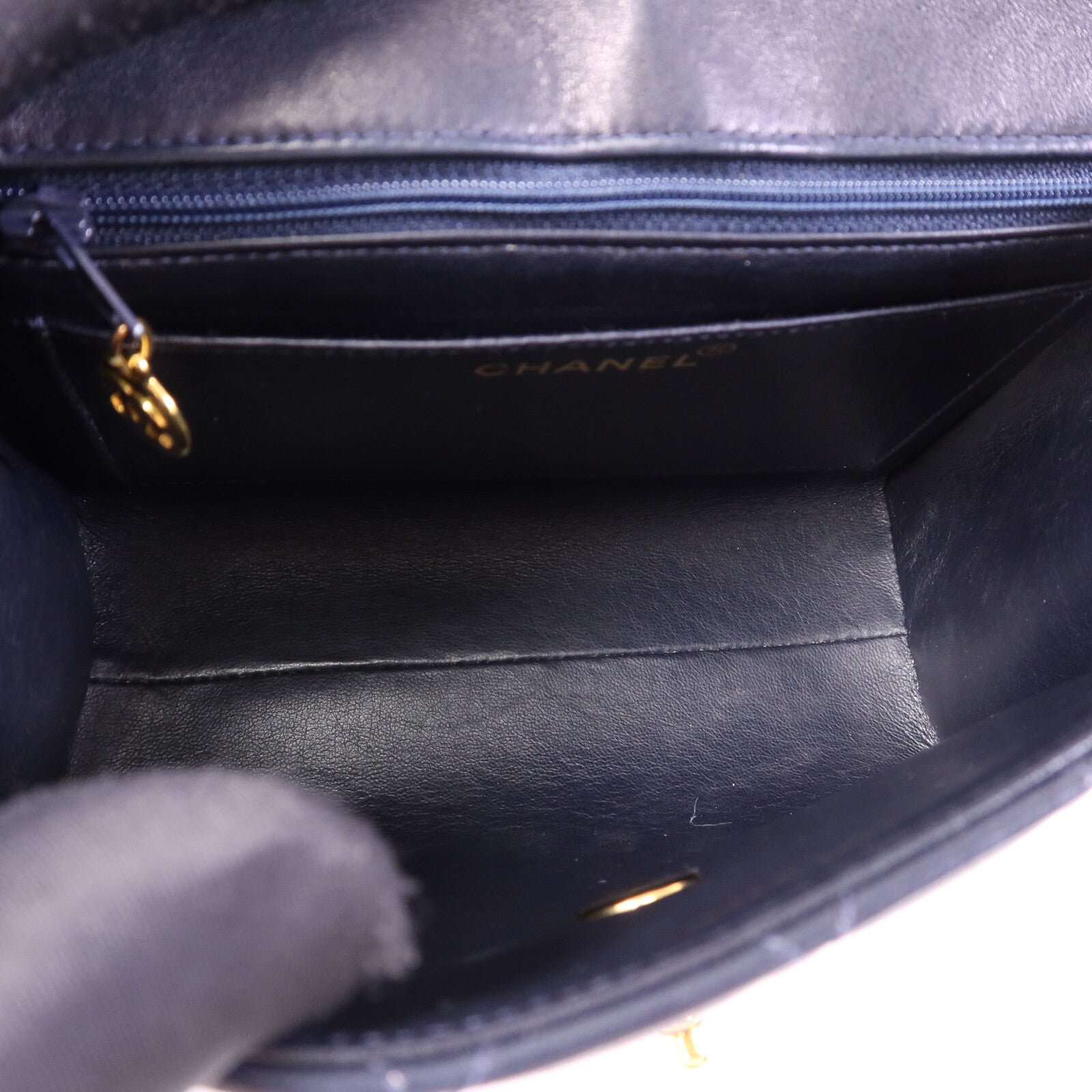 CHANEL 羊皮皮革Vintage Flap Bag金扣手挽袋