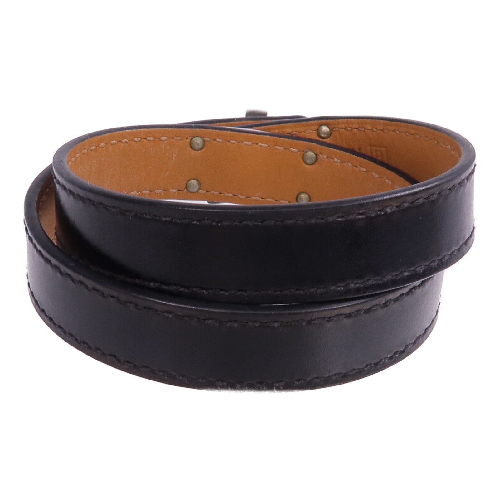 HERMES Boxcalf皮革Kelly Double Tour Bracelet銀扣手帶