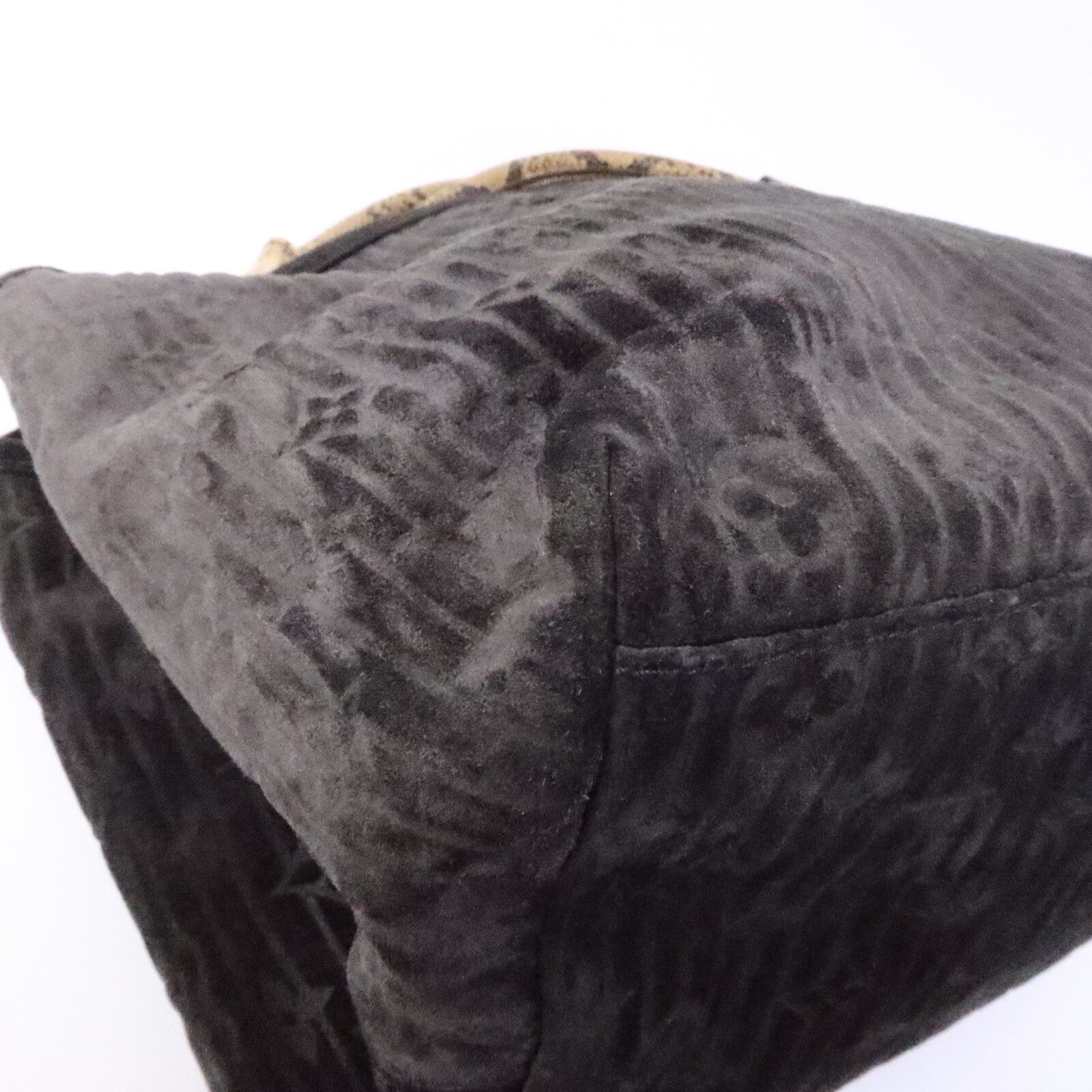 LOUIS VUITTON Monogram Suded/蛇皮皮革Whisper手挽袋