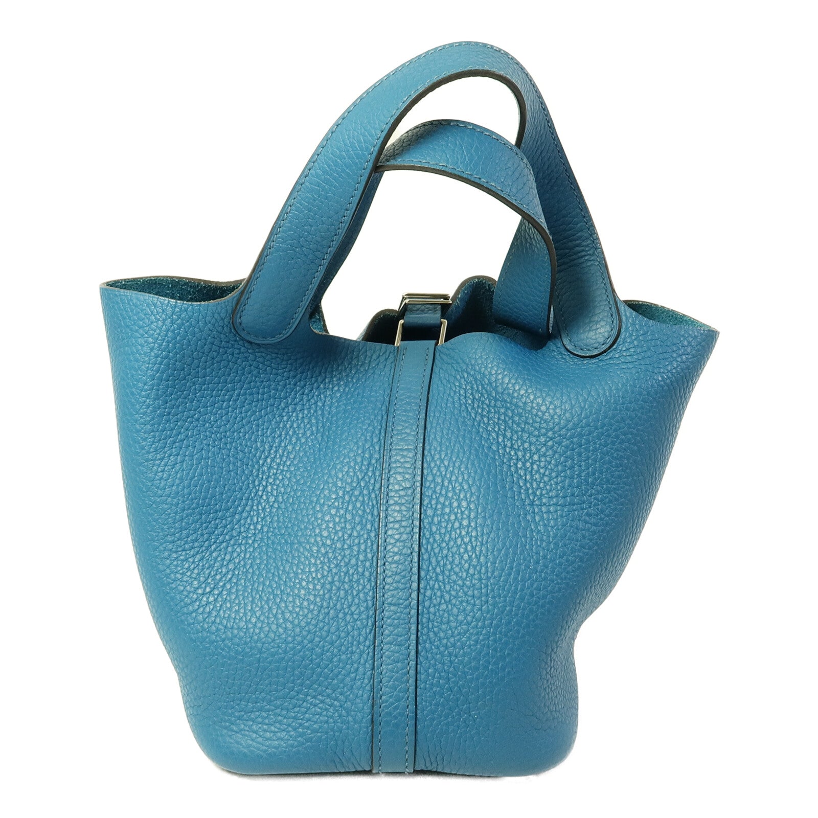 HERMES Clemence皮革Picotin PM手挽袋Blue Colvert