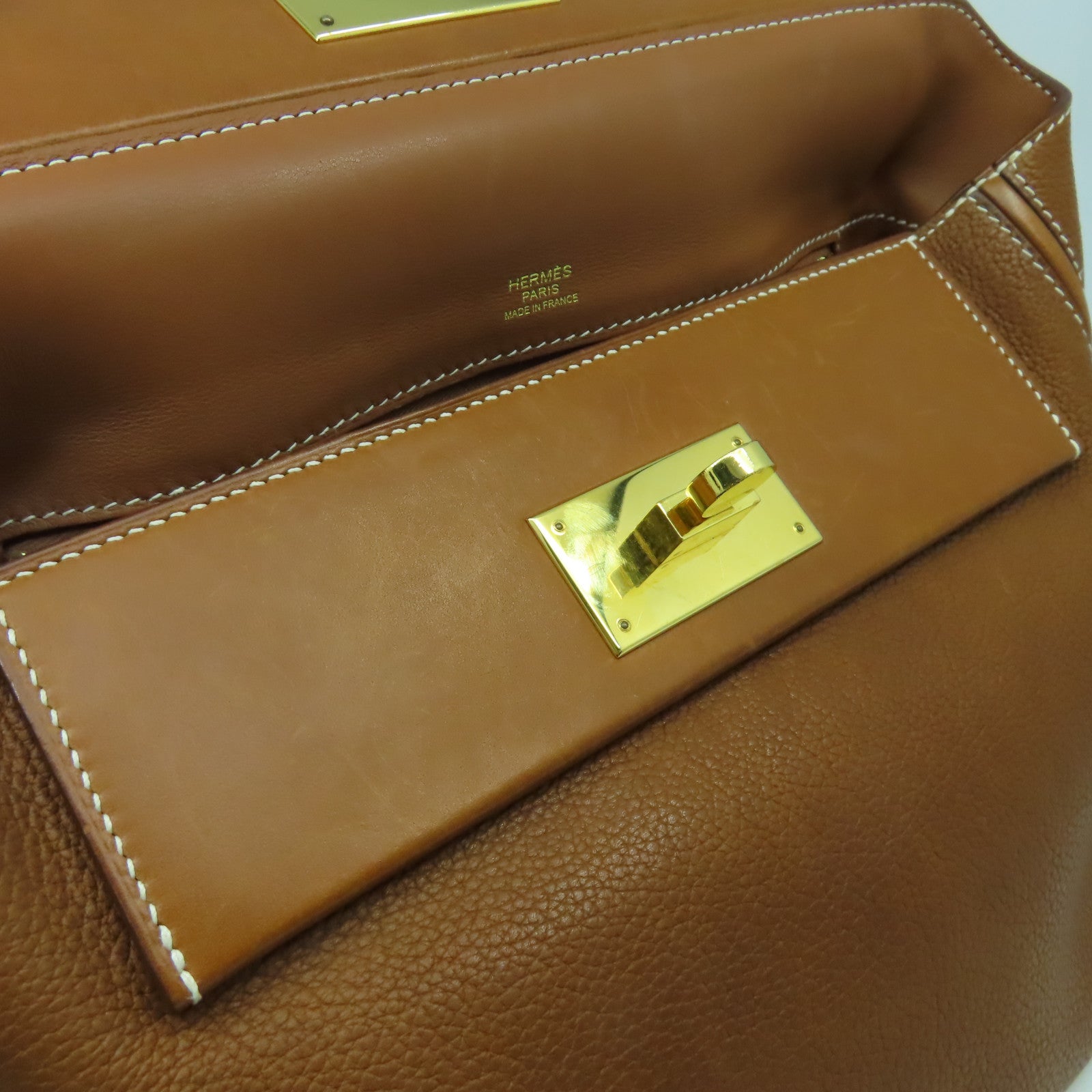 HERMES 【清倉大減價】Berenie皮革24/24金扣手挽肩背兩用袋啡色