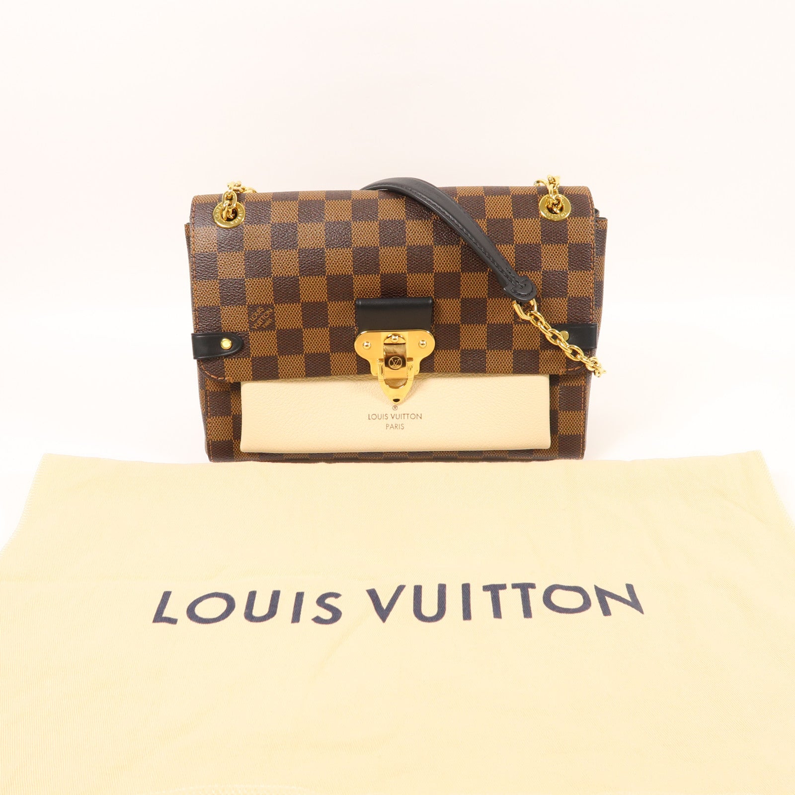 LOUIS VUITTON Damier Vavin PM金扣鏈帶肩背袋