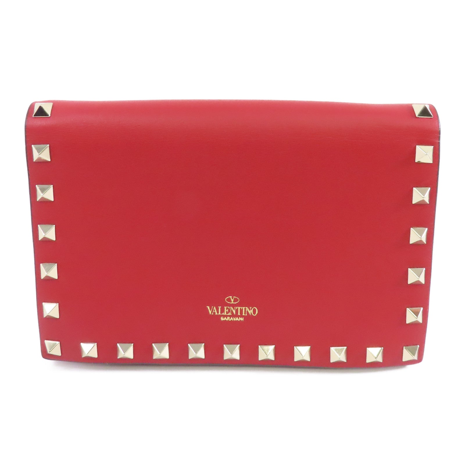 Valentino 牛皮皮革Chain Shoulder Bag金扣鏈帶肩背袋紅色