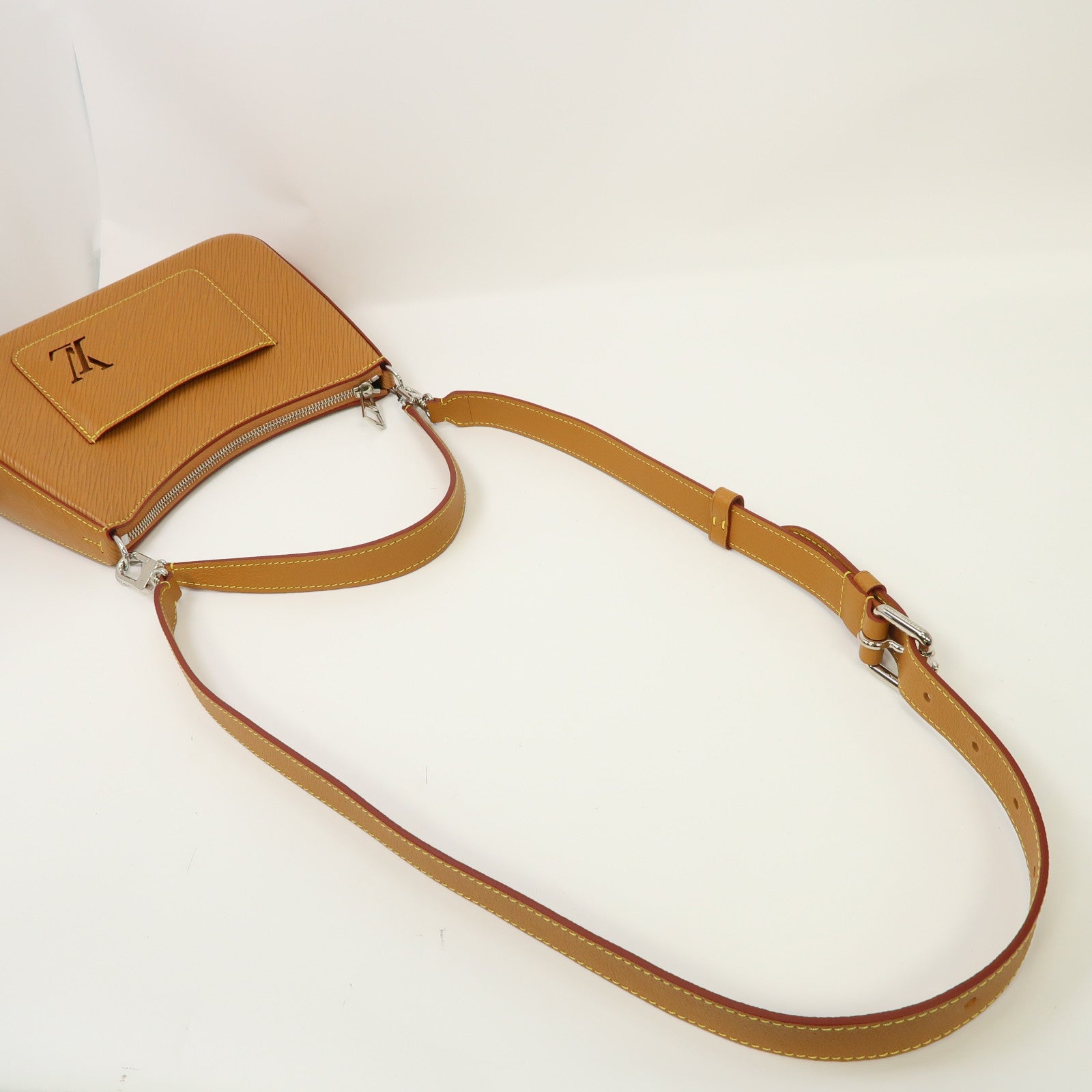 LOUIS VUITTON Epi Marelle銀扣手挽肩背兩用袋棕色