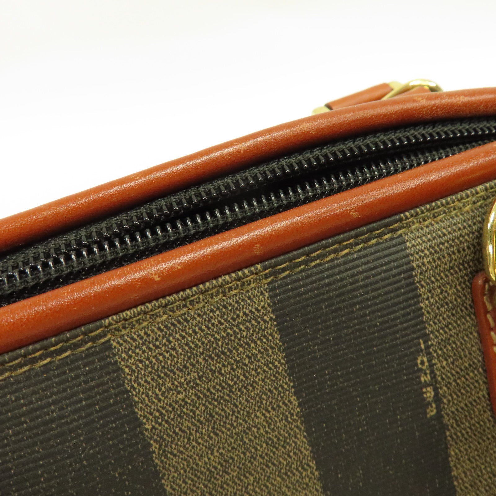 FENDI 塗層帆布Vintage Boston Bag金扣手挽肩背兩用袋啡色