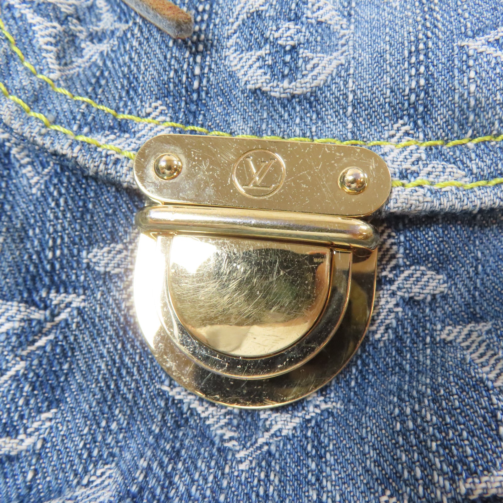 LOUIS VUITTON Monogram Denim Sac a Dos GM金扣背包藍色