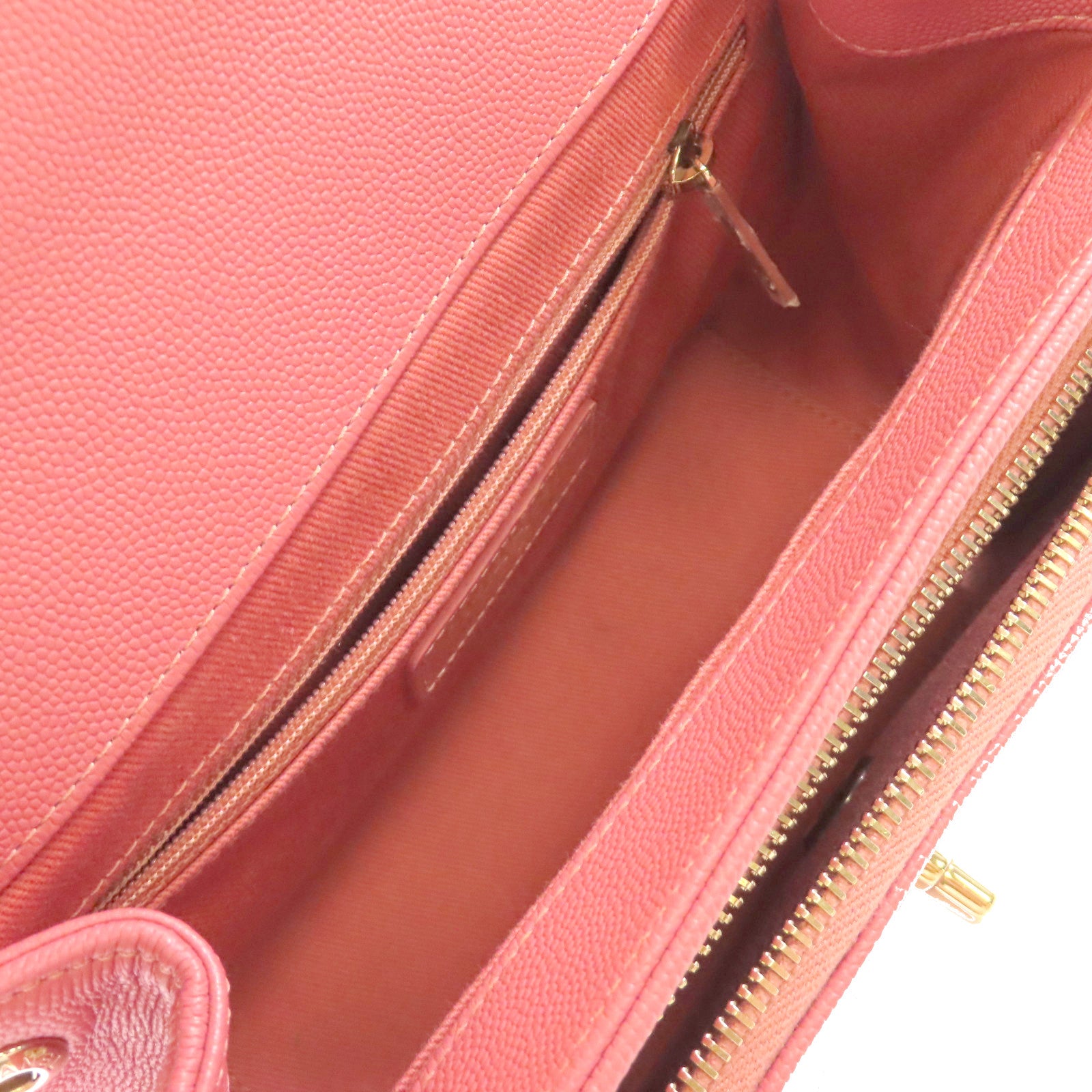 CHANEL 菱格Caviar皮革2Way Shoulder Bag金扣鏈帶手挽肩背兩用袋粉紅色