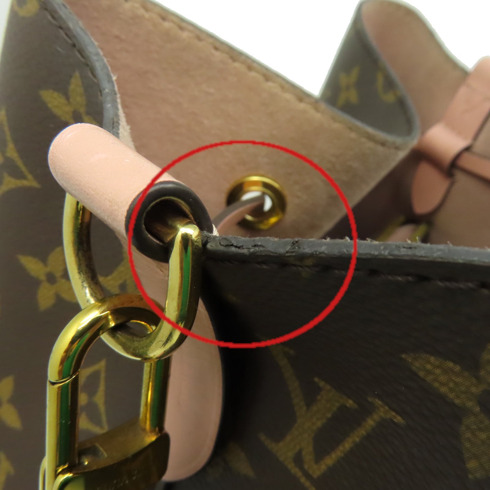 LOUIS VUITTON Monogram NeoNoe MM Shoulder Bag肩背袋啡色/粉紅色