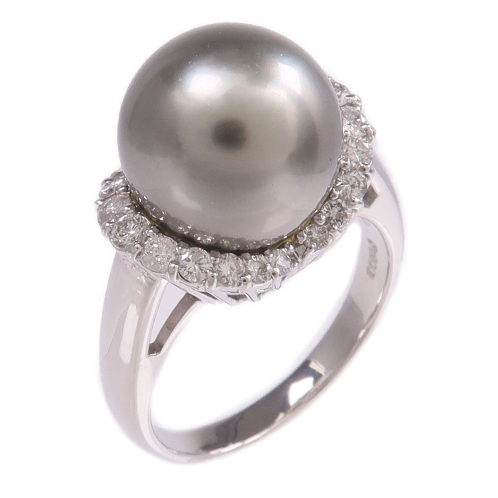 JEWELRY PT900鉑金Pearl Diamond Ring珍珠/鑽石戒指US#7.25