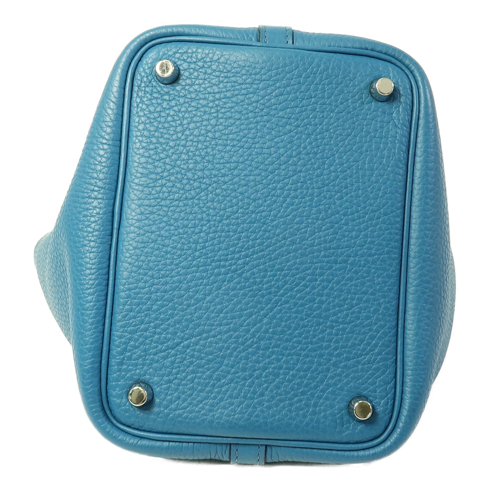 HERMES Clemence皮革Picotin PM手挽袋Blue Colvert
