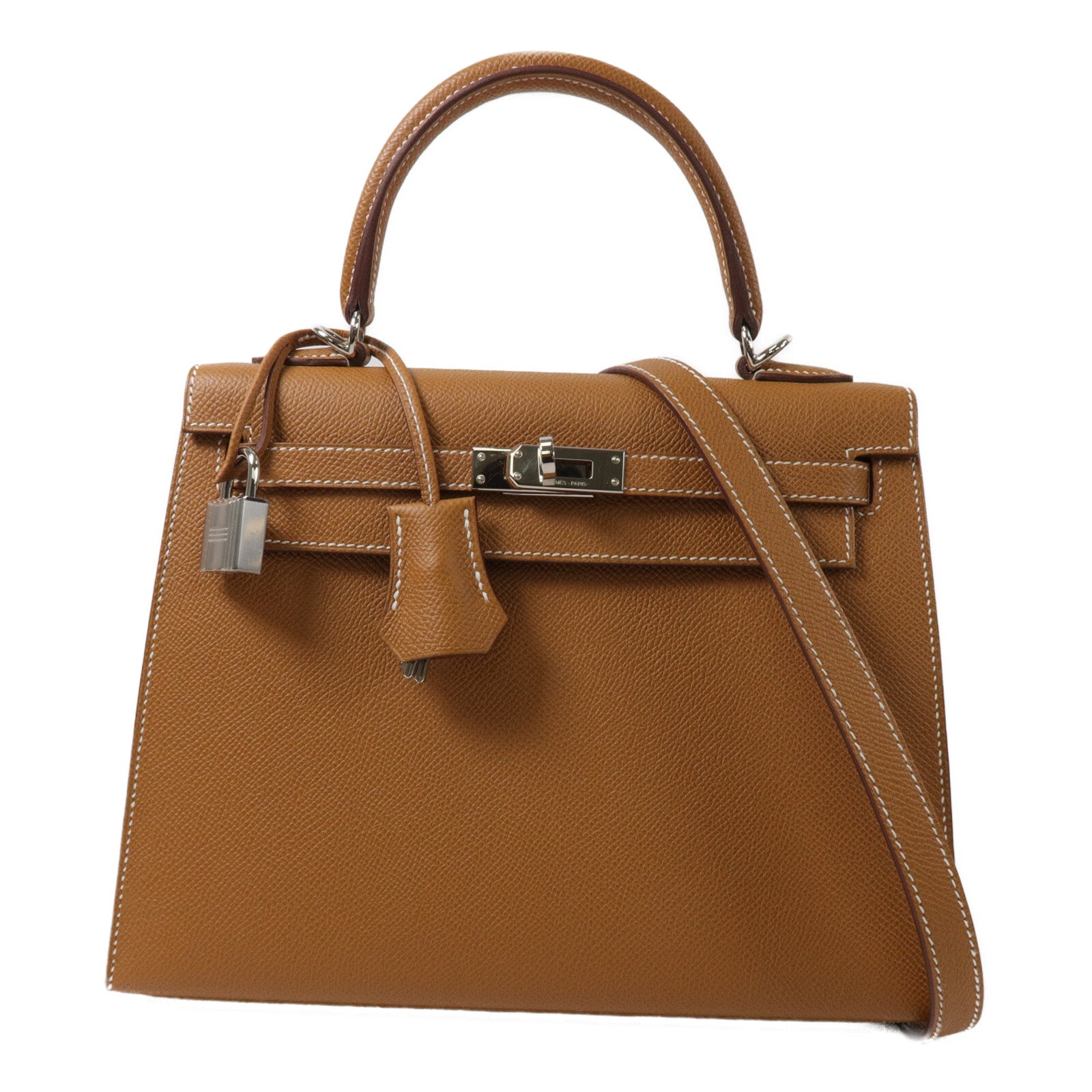 HERMES Epsom皮革Kelly 25手挽肩背兩用袋Gold