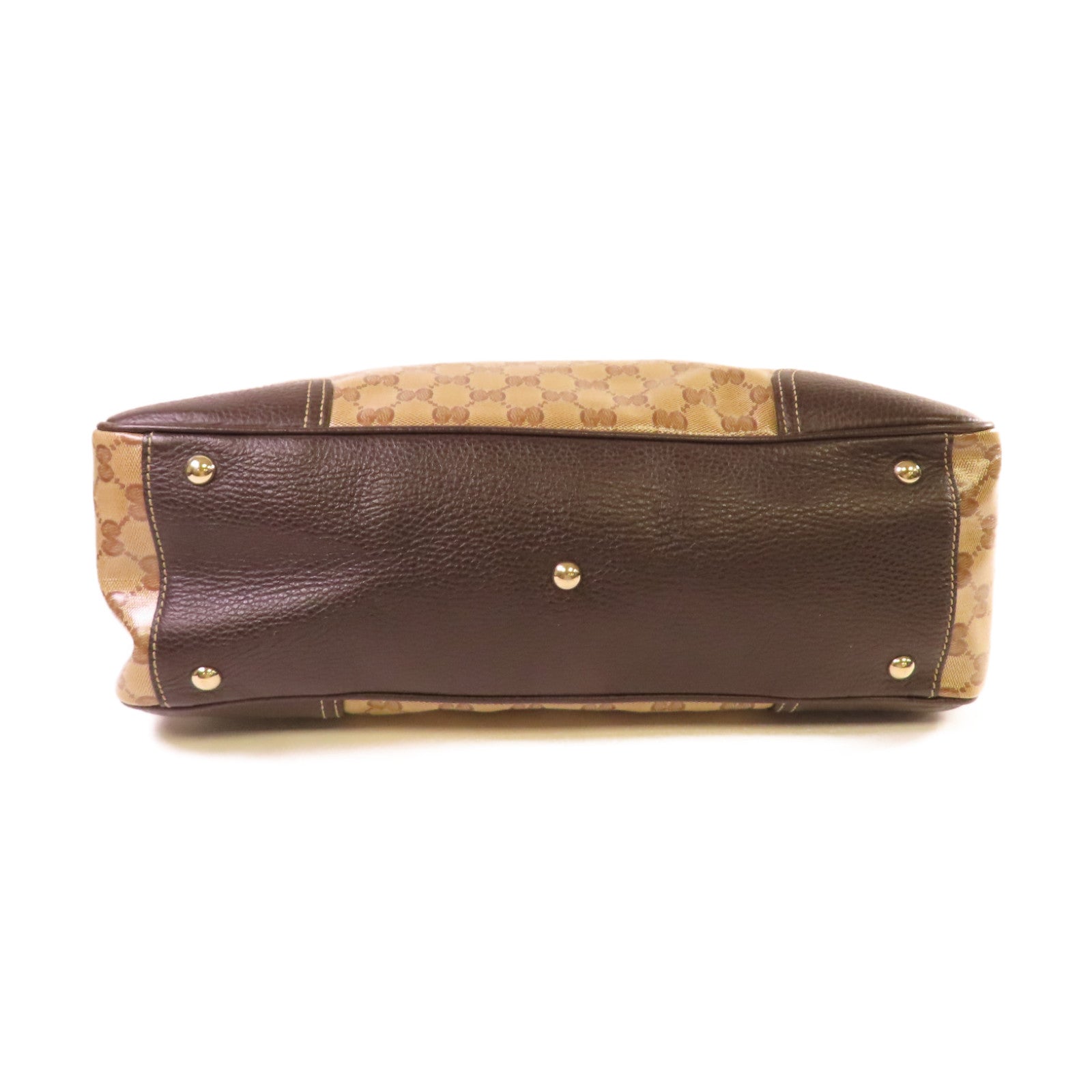 GUCCI 【激減優惠】塗層帆布Shoulder Bag金扣肩背袋啡色