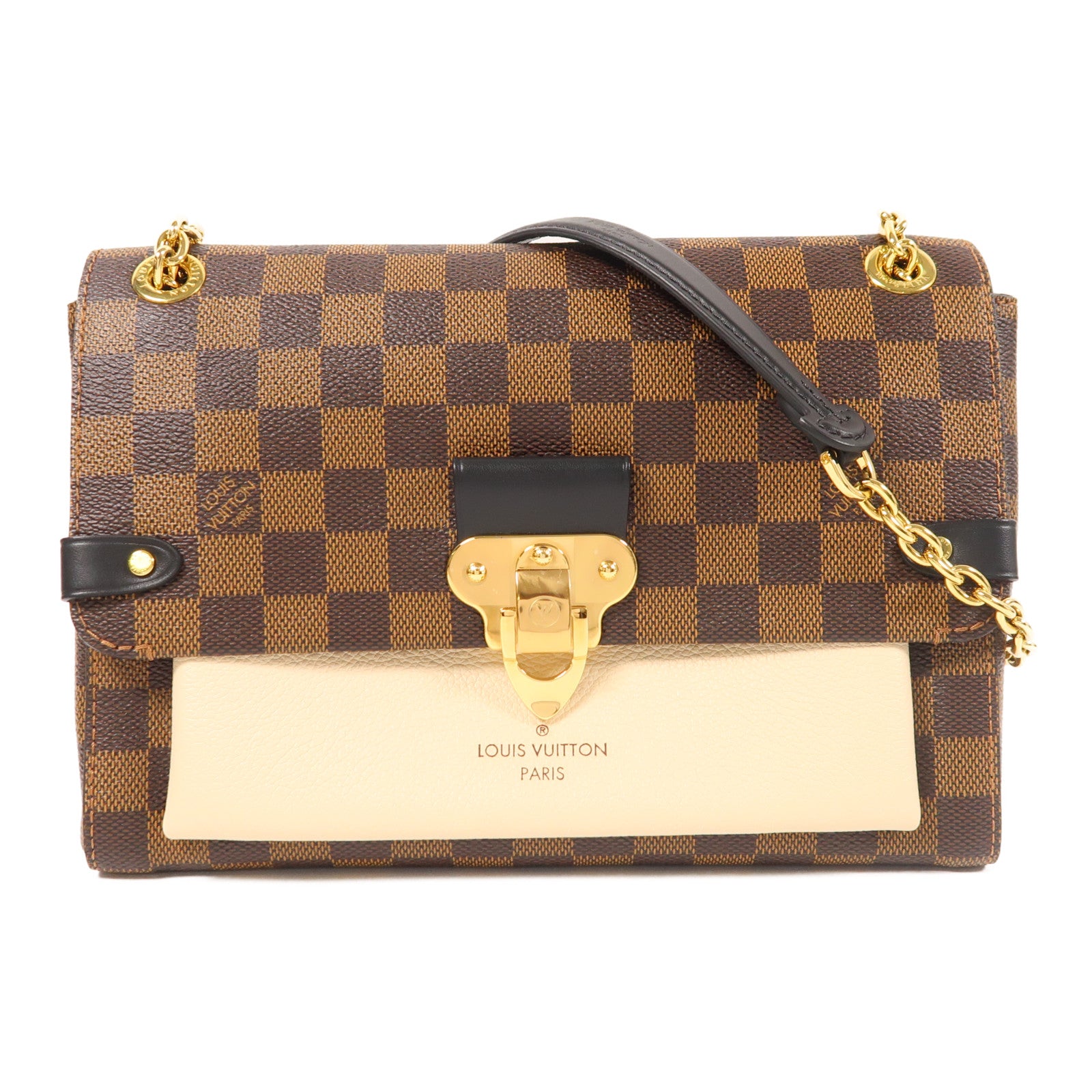 LOUIS VUITTON LV GHW Vavin PM Chain Shoulder Bag N40113 Damier Brown/Beige