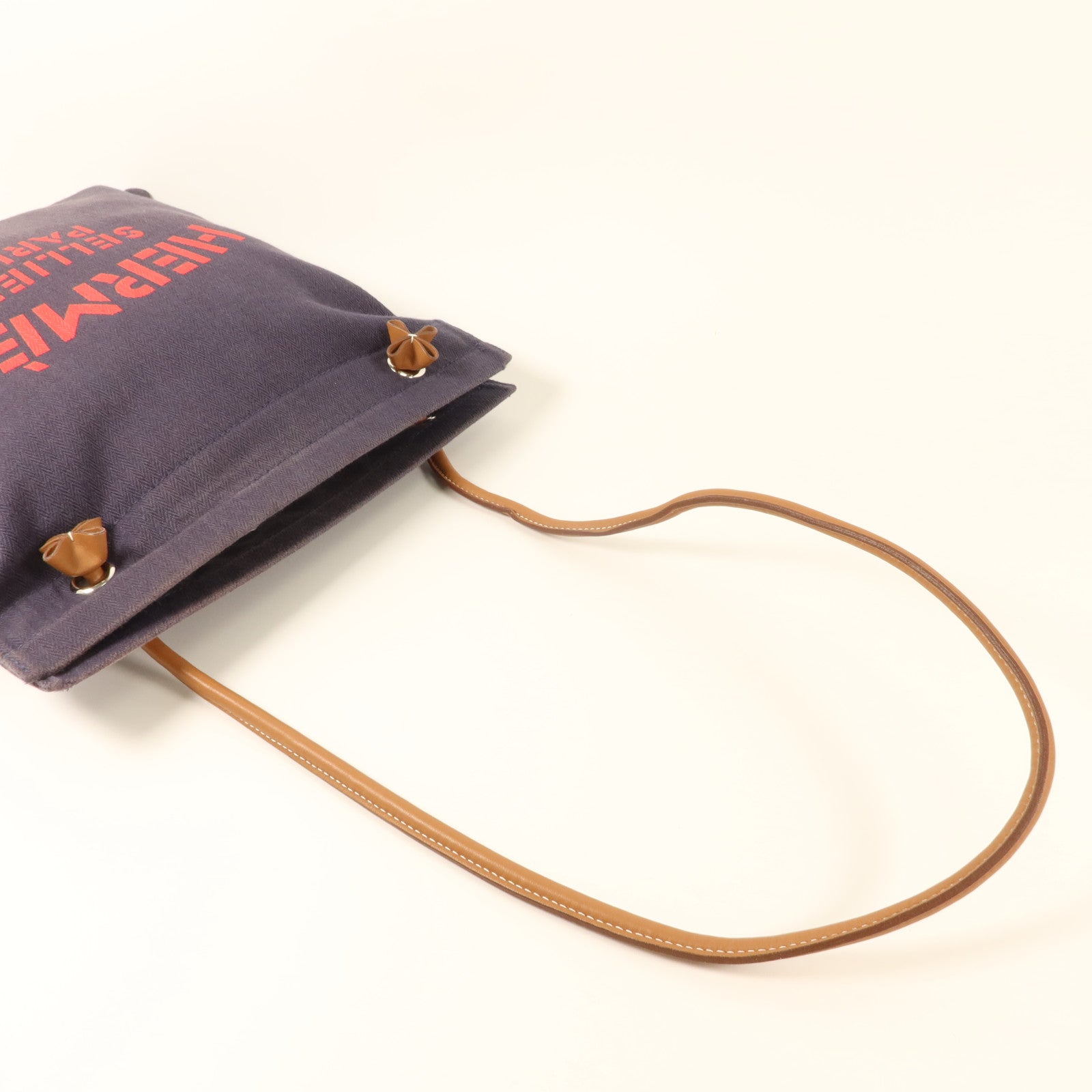 HERMES 帆布/牛皮皮革Aline PM手挽袋Bleu Indigo