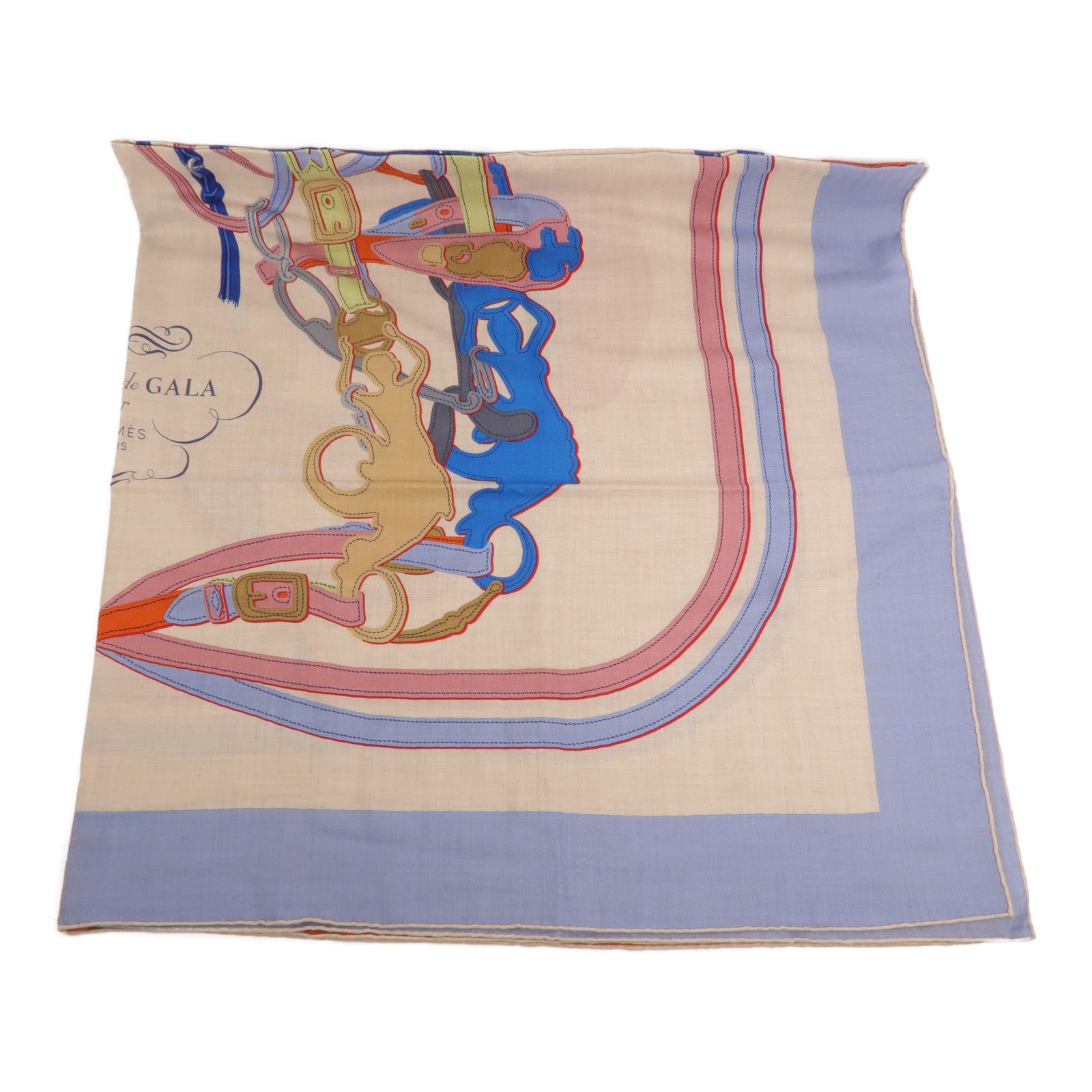 HERMES 羊絨/絲質Applique Pique Shawl 140X140cm絲巾