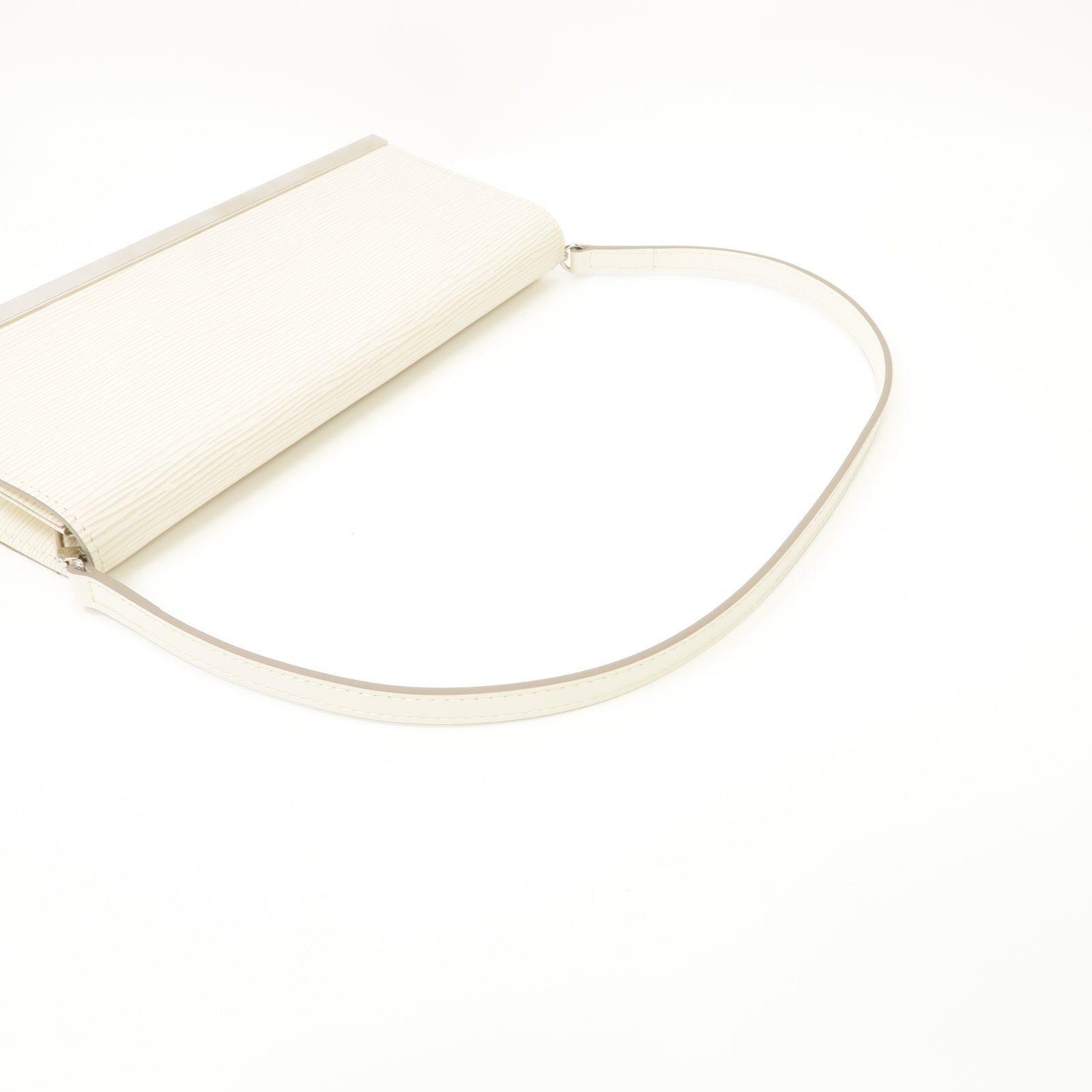 LOUIS VUITTON Epi Patent Clutch Shoulder Bag銀扣肩背袋白色