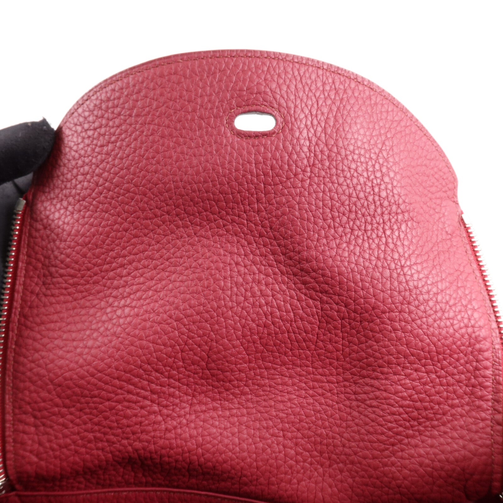HERMES Clemence皮革Lindy 30銀扣手挽肩背兩用袋Rouge Grenade