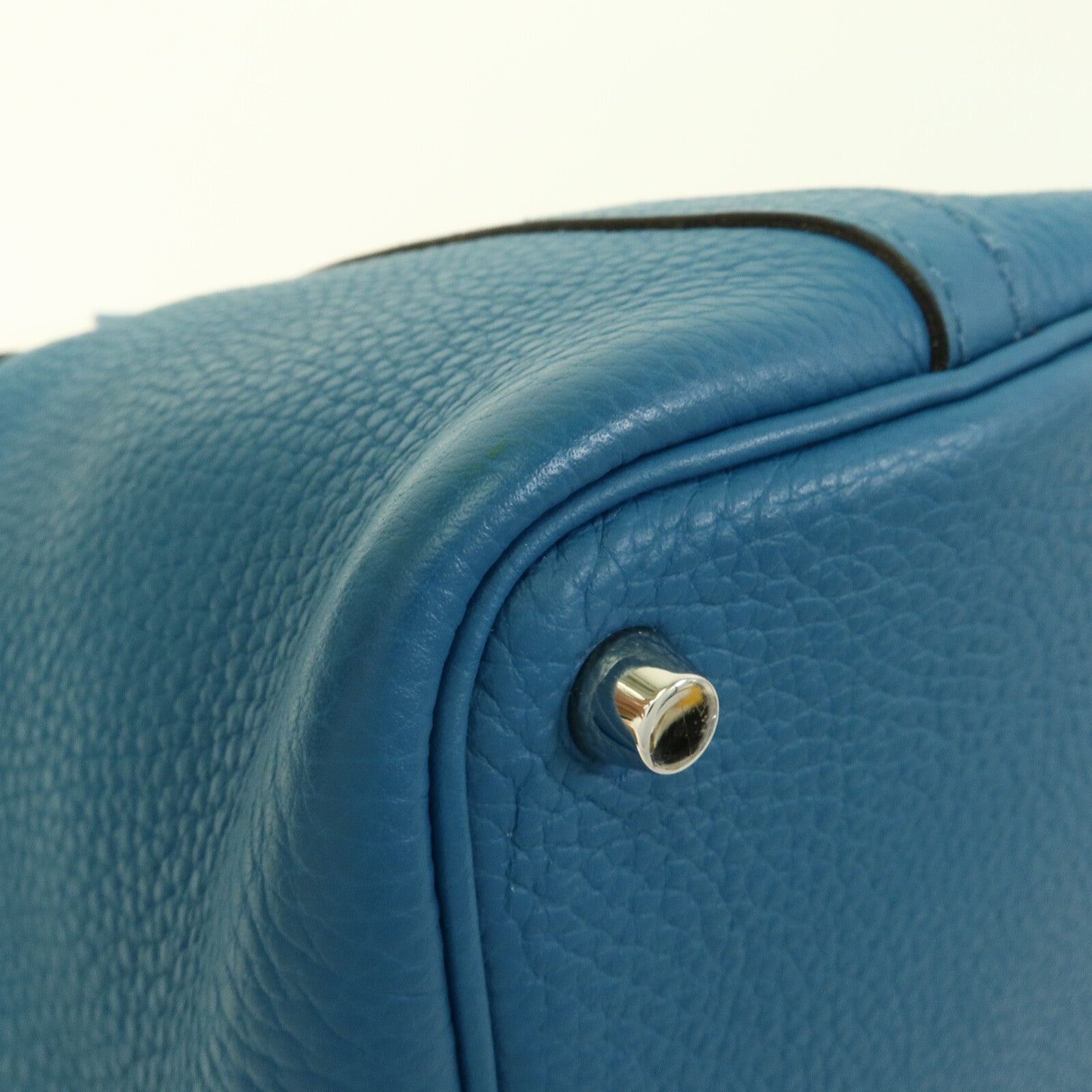 HERMES Clemence皮革Picotin PM手挽袋Blue Colvert