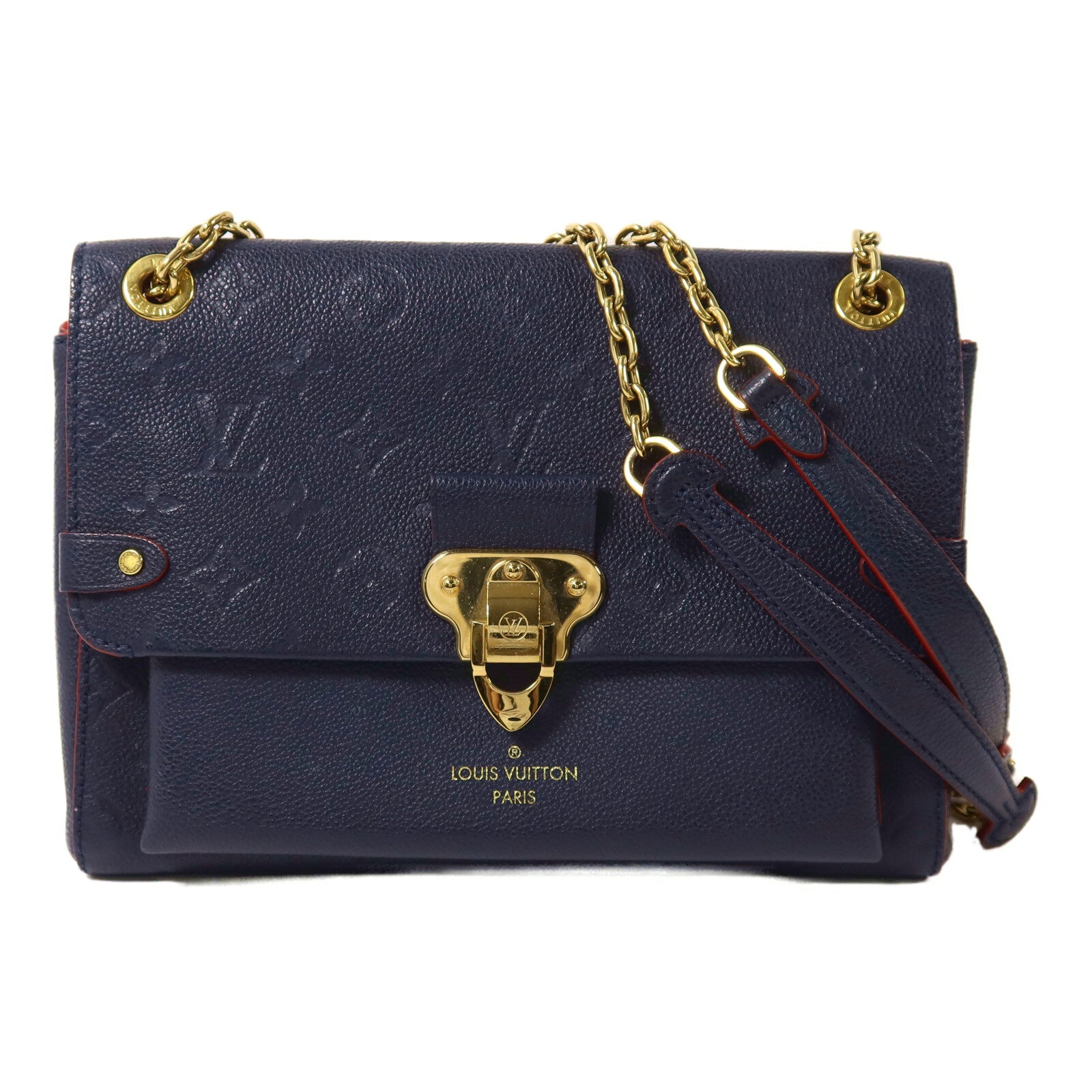 LOUIS VUITTON Monogram Empreinte Vavin PM鏈帶肩背袋深藍色