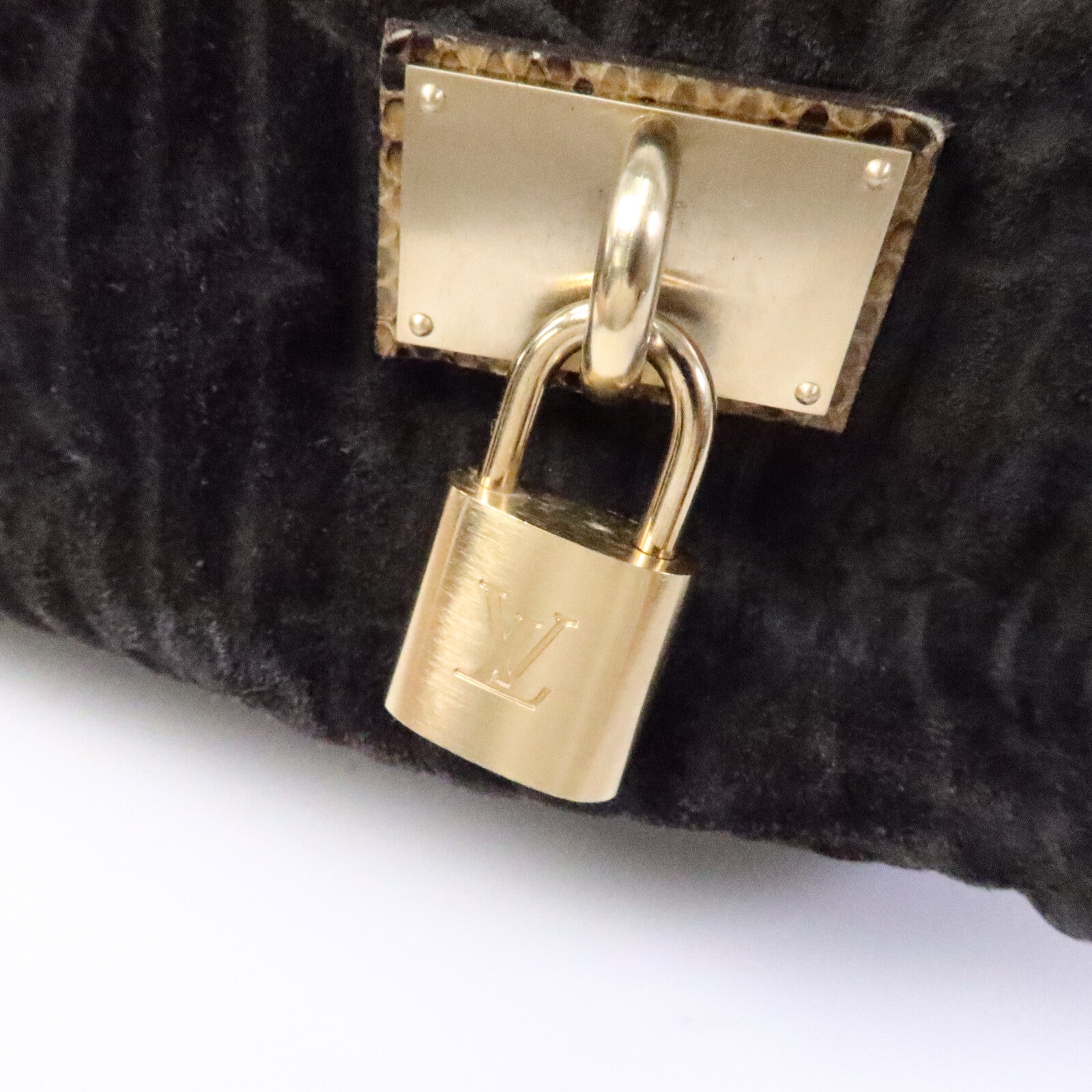LOUIS VUITTON Monogram Suded/蛇皮皮革Whisper手挽袋