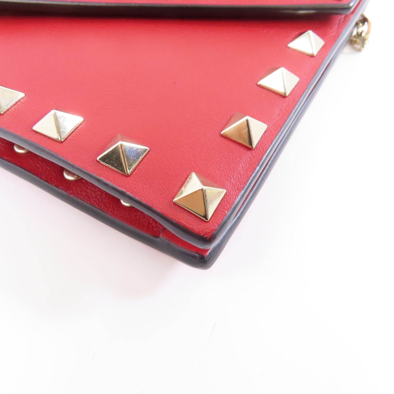 Valentino 牛皮皮革Chain Shoulder Bag金扣鏈帶肩背袋紅色