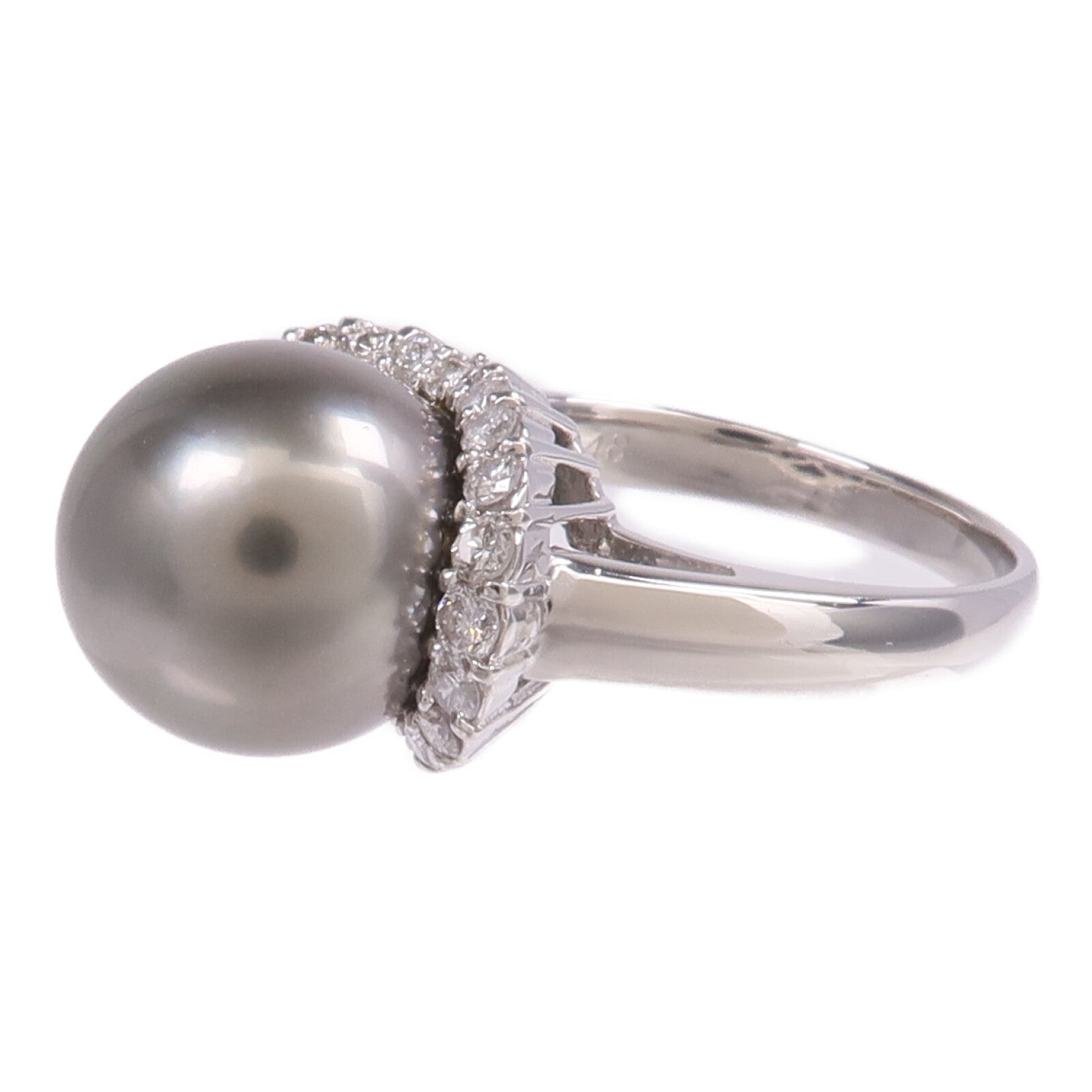 JEWELRY PT900鉑金Pearl Diamond Ring珍珠/鑽石戒指US#7.25