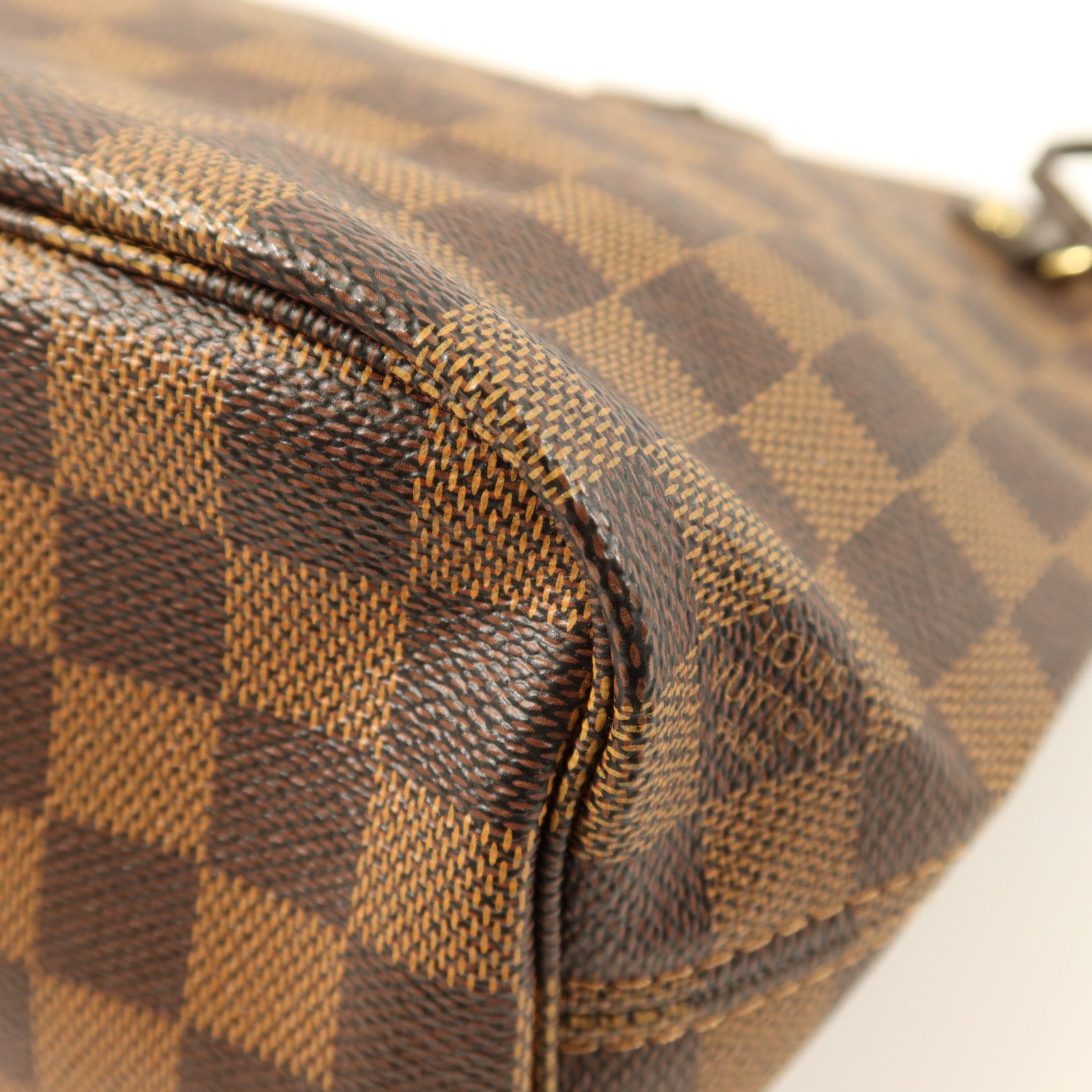 LOUIS VUITTON Damier Neverfull PM金扣手挽袋