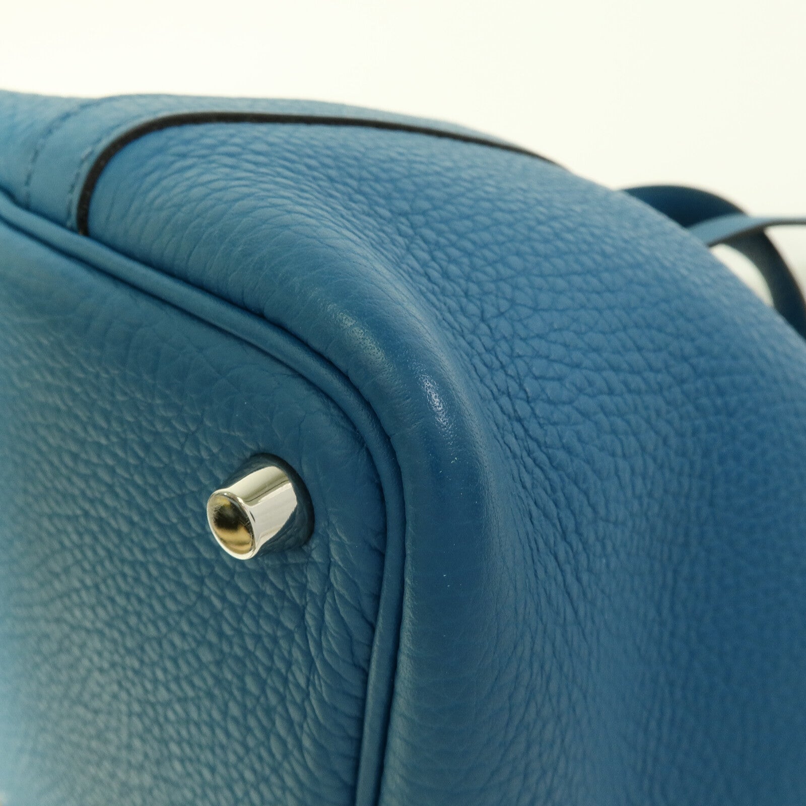 HERMES Clemence皮革Picotin PM手挽袋Blue Colvert