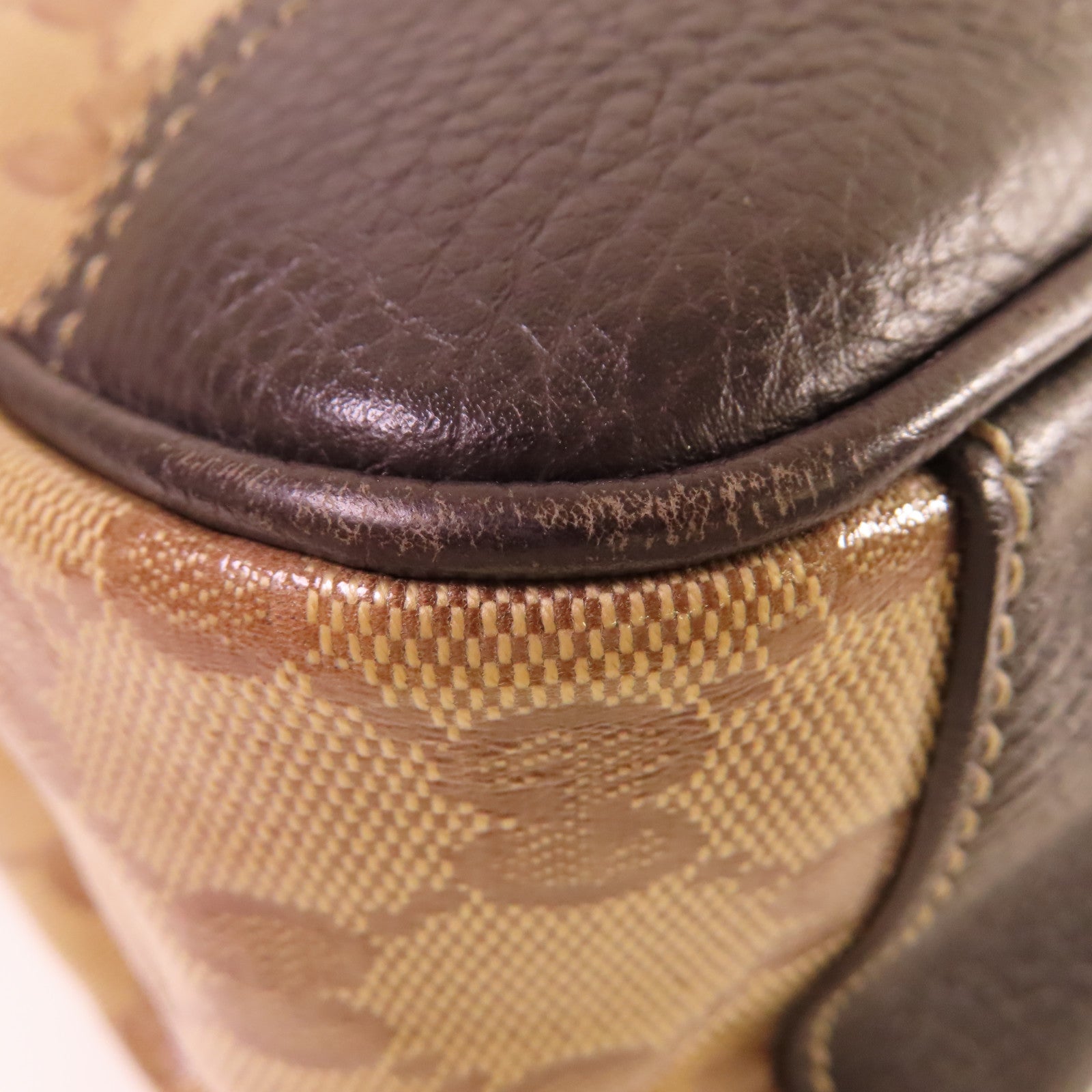 GUCCI 【激減優惠】塗層帆布Shoulder Bag金扣肩背袋啡色