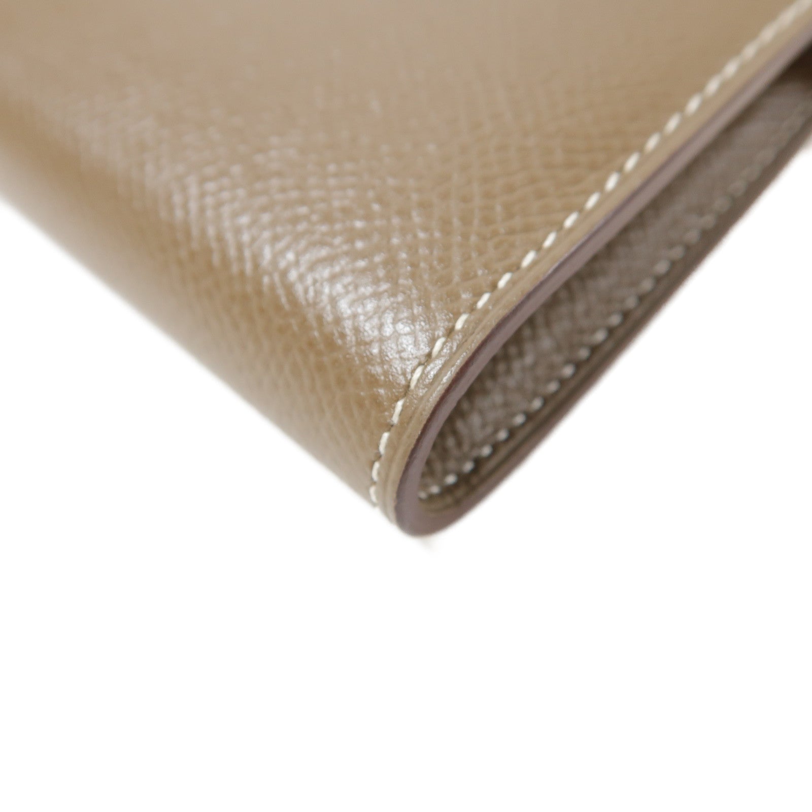 HERMES Epsom皮革Kelly Wallet銀扣長錢包Etoupe大象灰