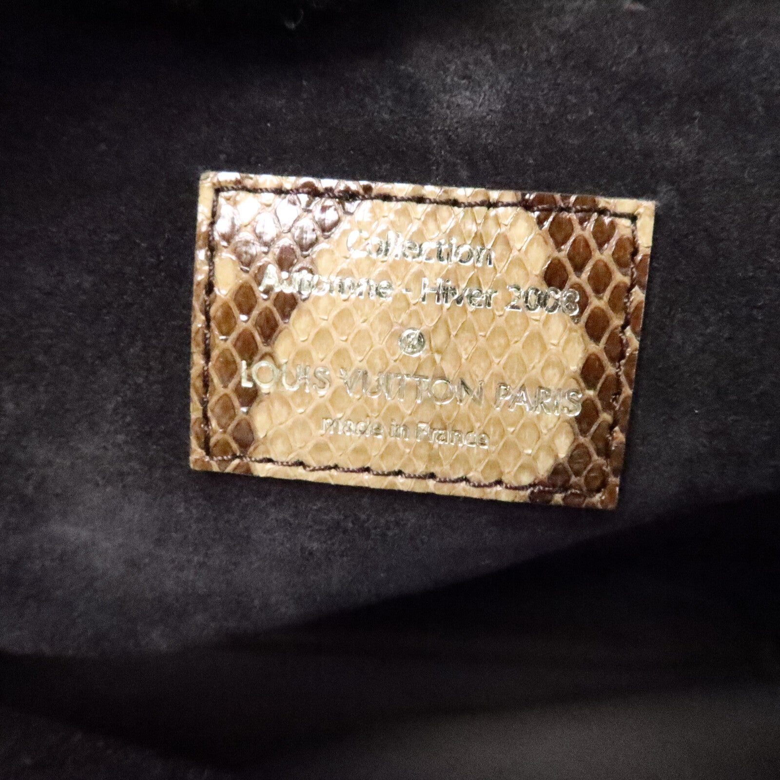 LOUIS VUITTON Monogram Suded/蛇皮皮革Whisper手挽袋