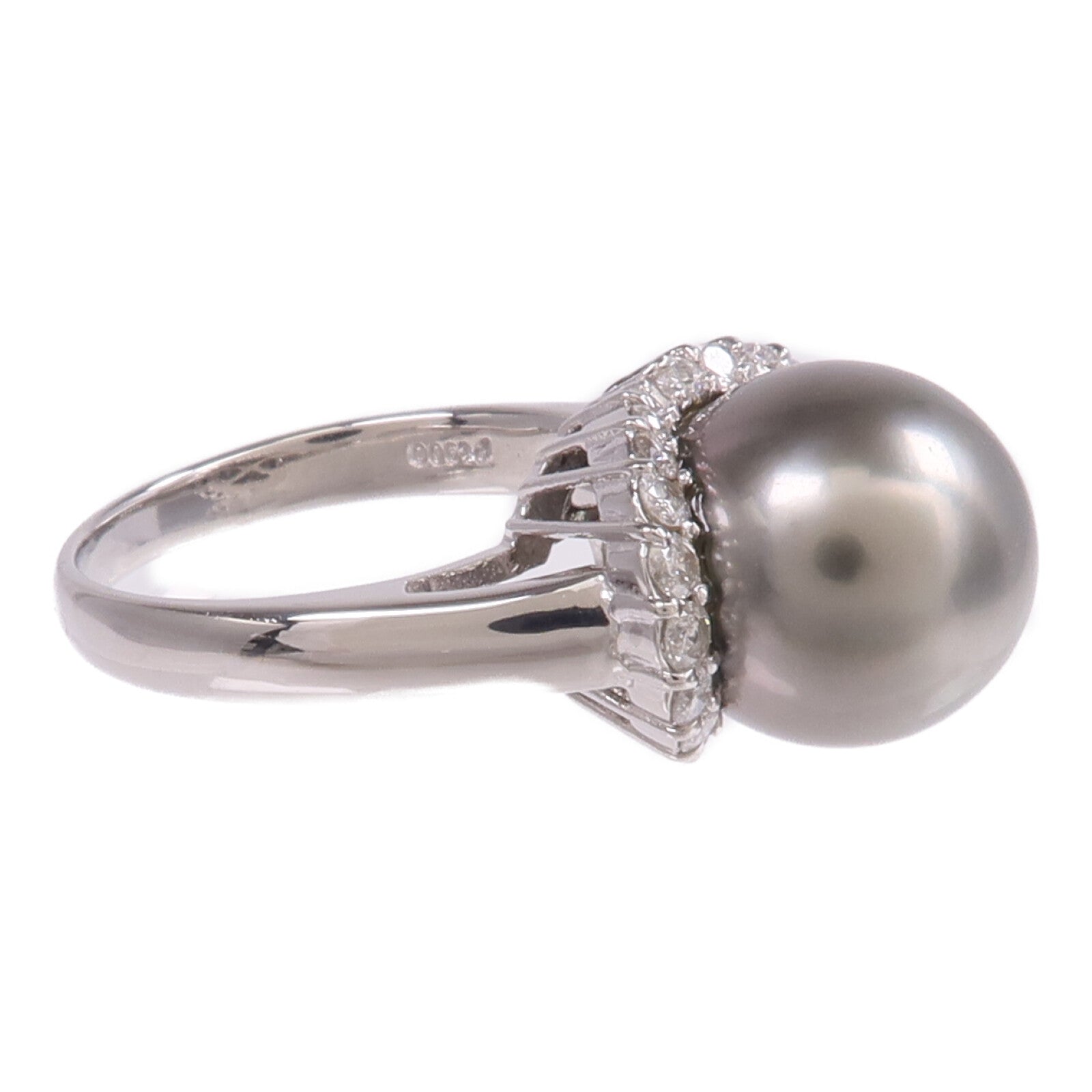 JEWELRY PT900鉑金Pearl Diamond Ring珍珠/鑽石戒指US#7.25
