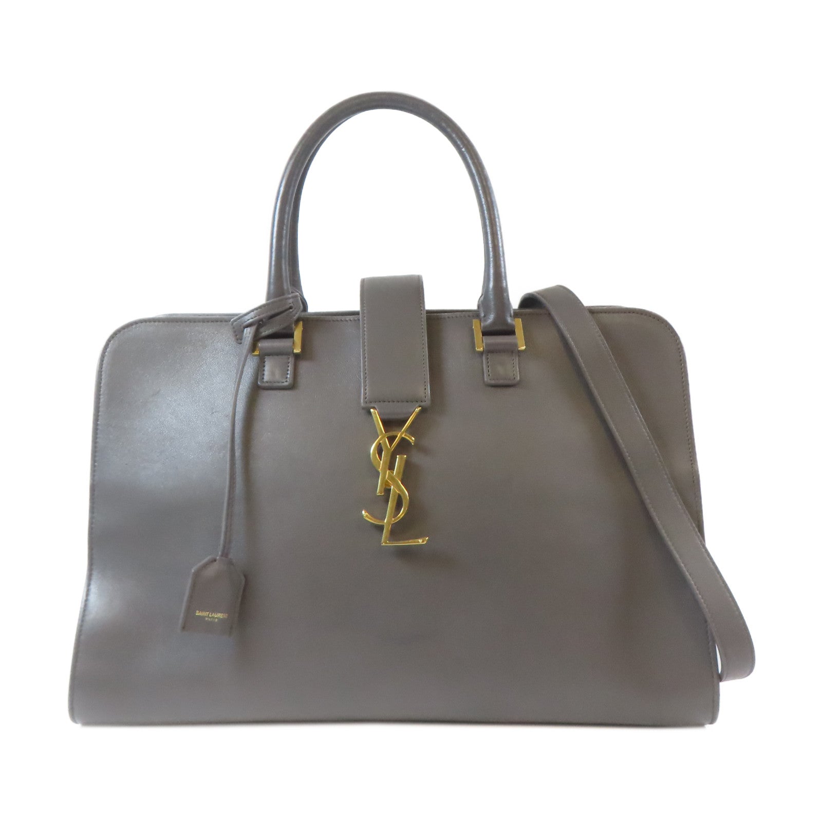 SAINT LAURENT 牛皮皮革2 Way Shoulder Bag金扣手挽肩背兩用袋灰色
