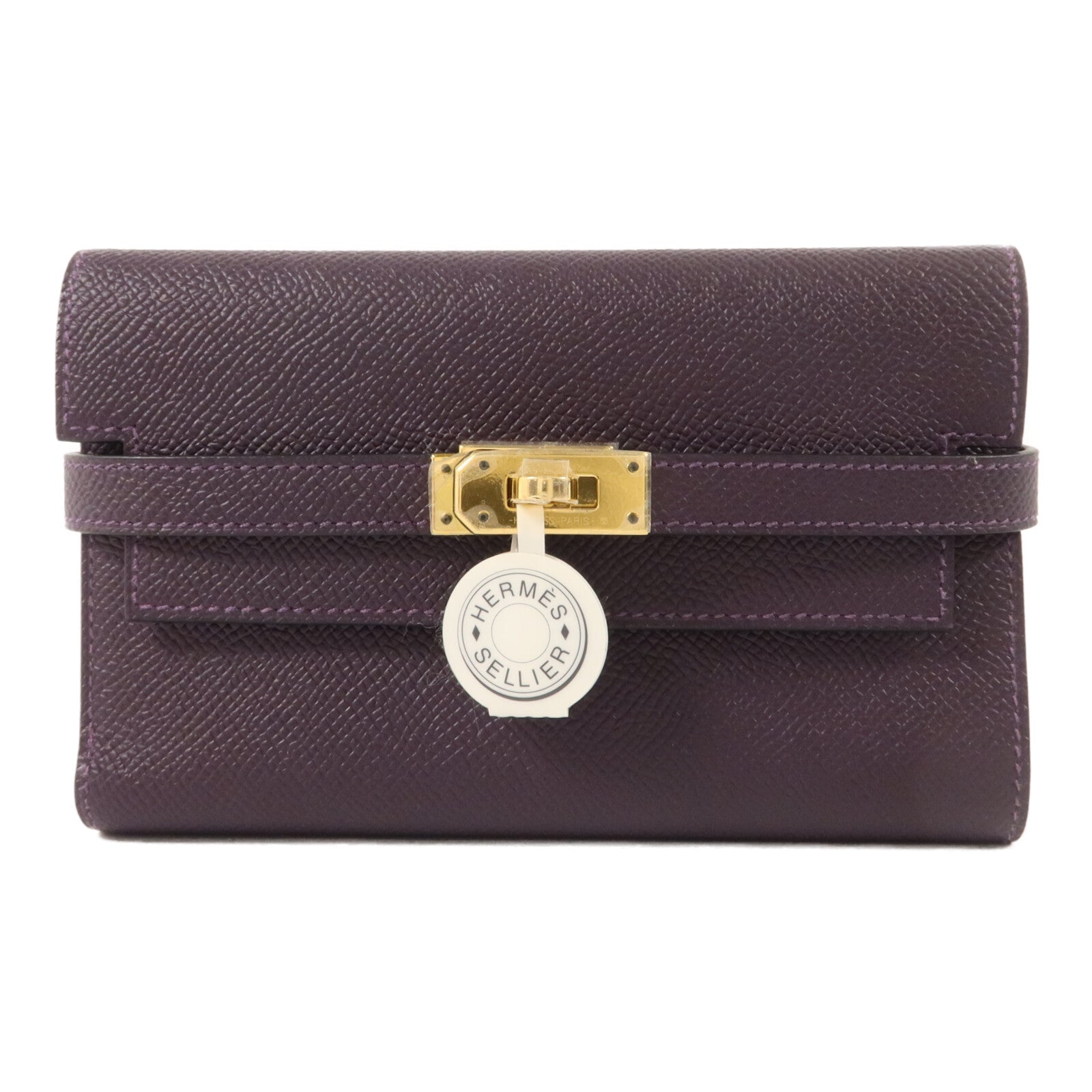 HERMES Epsom皮革Kelly Depliant Medium Wallet錢包Rouge Sellier