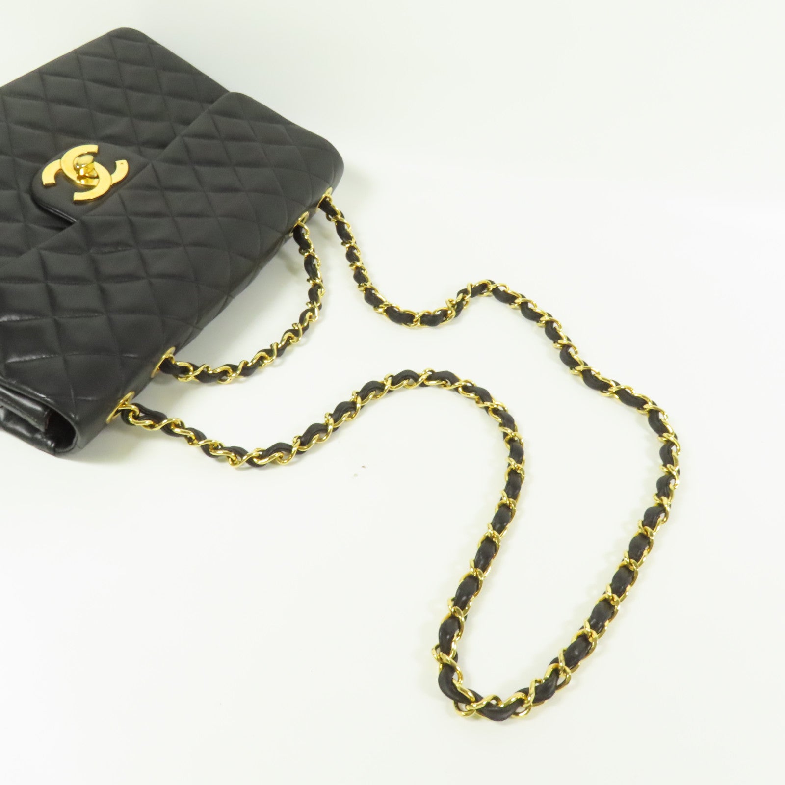 CHANEL 羊皮皮革Vintage Chain Shoulder金扣肩背袋