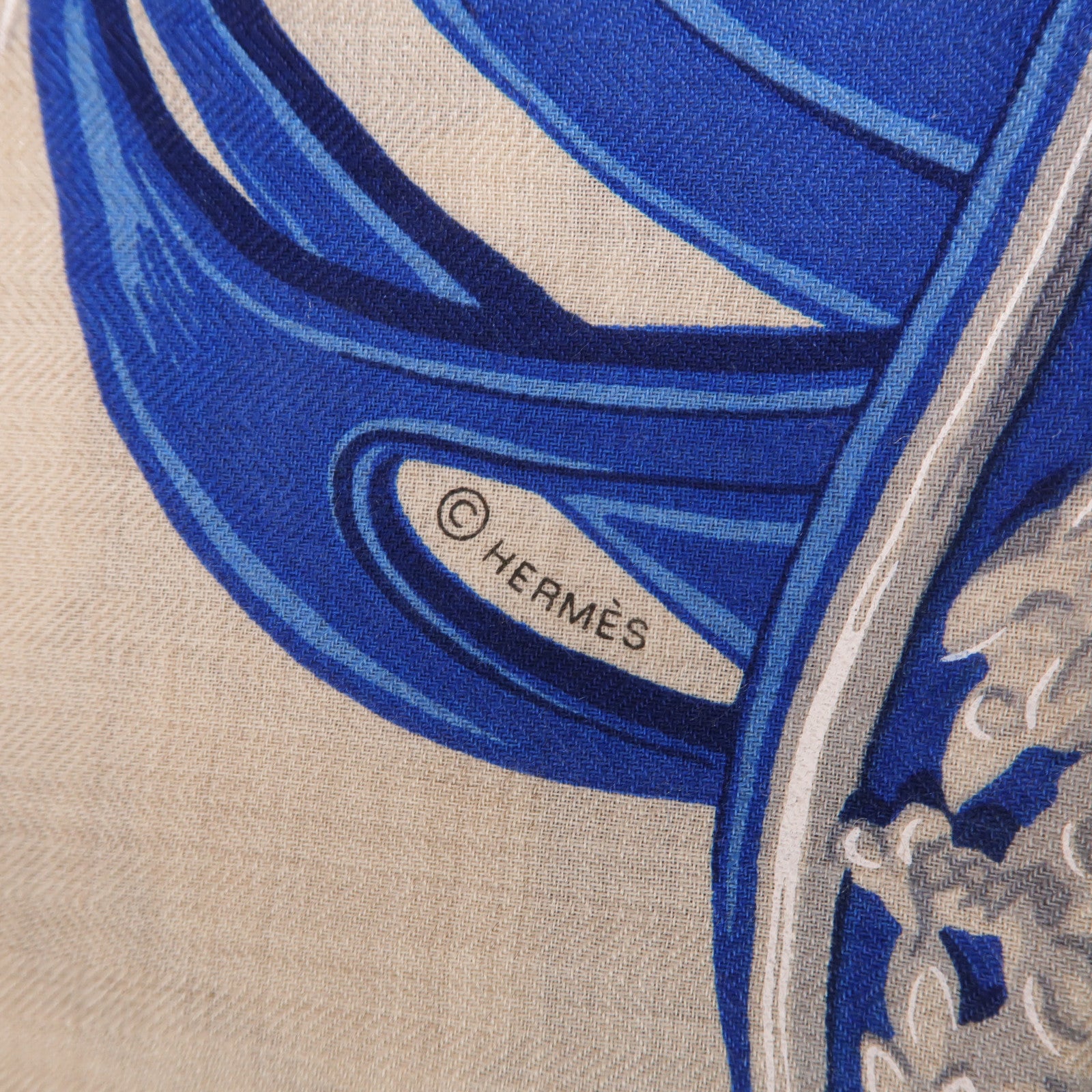HERMES 羊絨/絲質Applique Pique Shawl 140X140cm絲巾