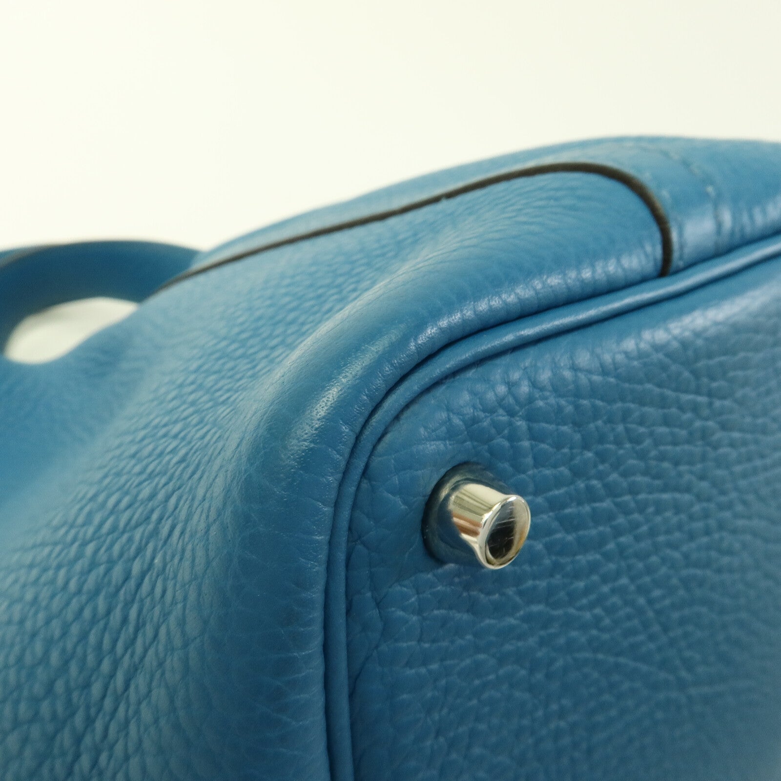 HERMES Clemence皮革Picotin PM手挽袋Blue Colvert