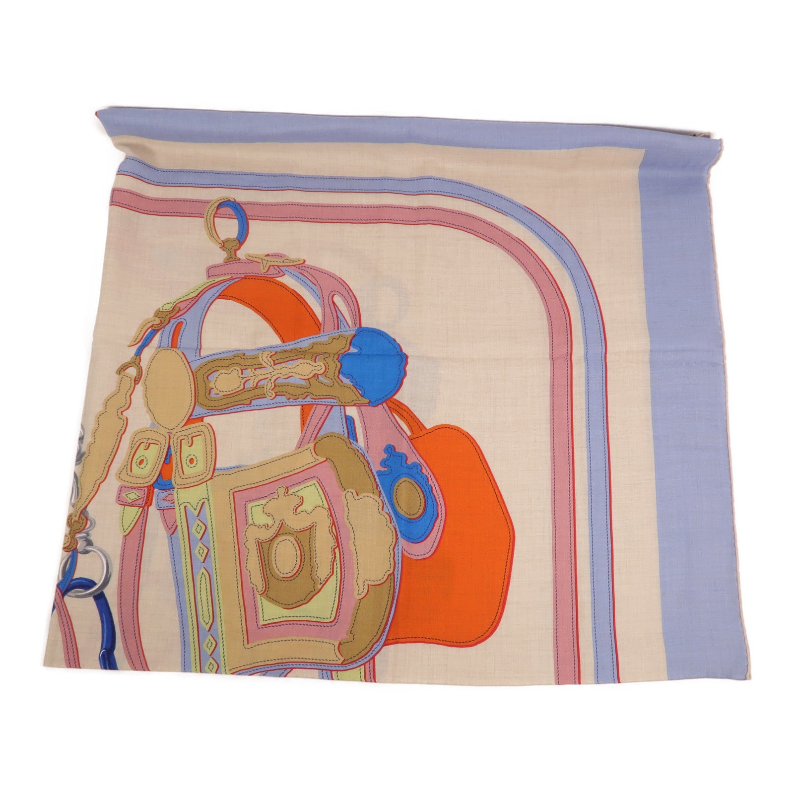 HERMES 羊絨/絲質Applique Pique Shawl 140X140cm絲巾