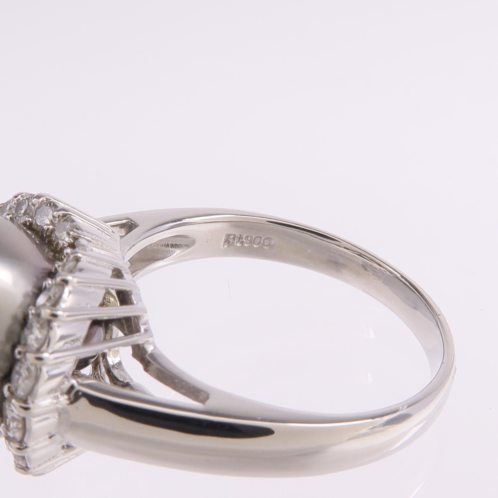 JEWELRY PT900鉑金Pearl Diamond Ring珍珠/鑽石戒指US#7.25