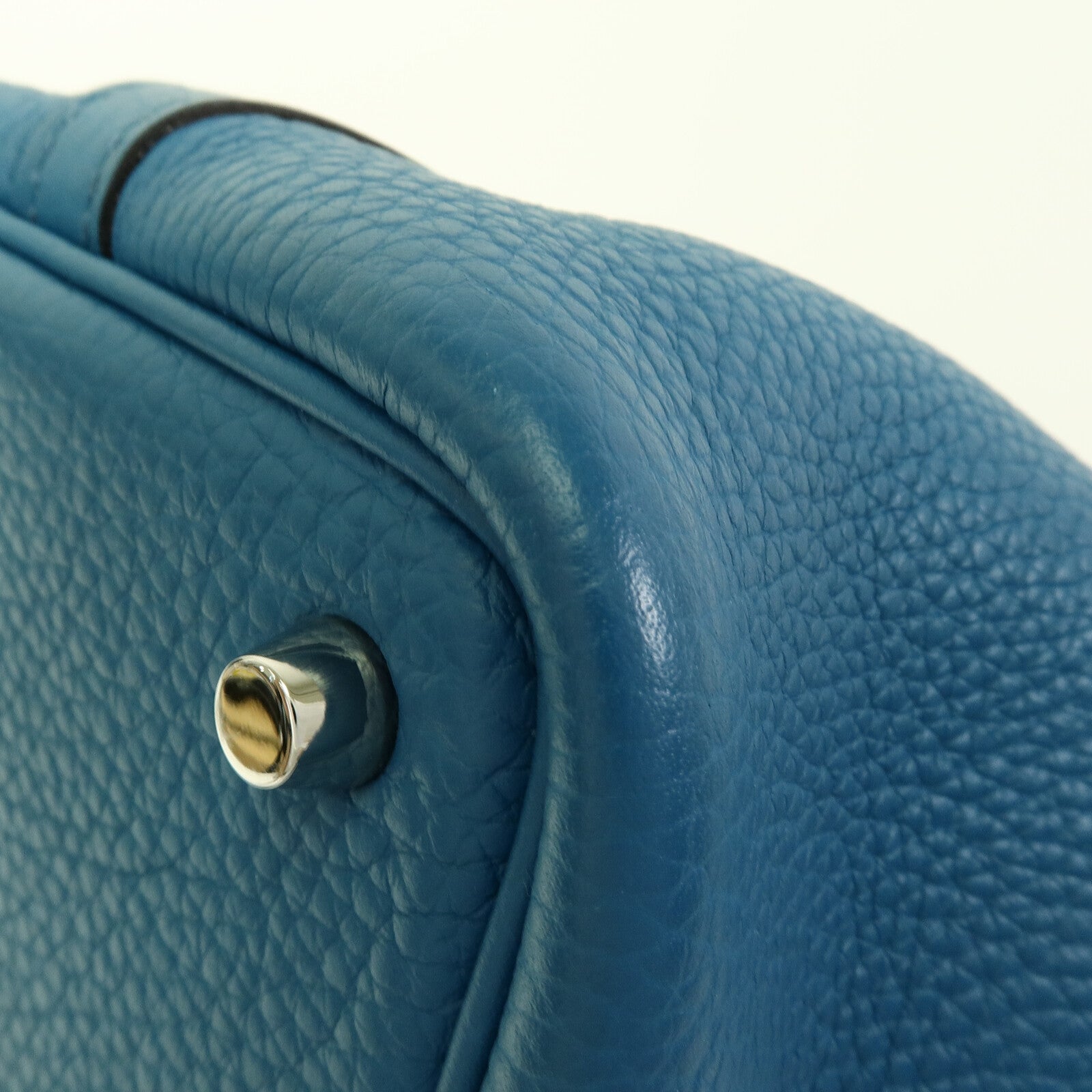 HERMES Clemence皮革Picotin PM手挽袋Blue Colvert