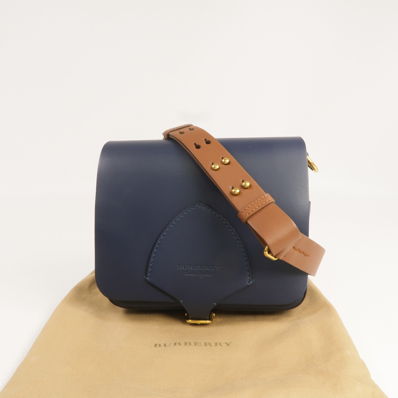 BURBERRY 牛皮皮革Square Satchel金扣肩背袋