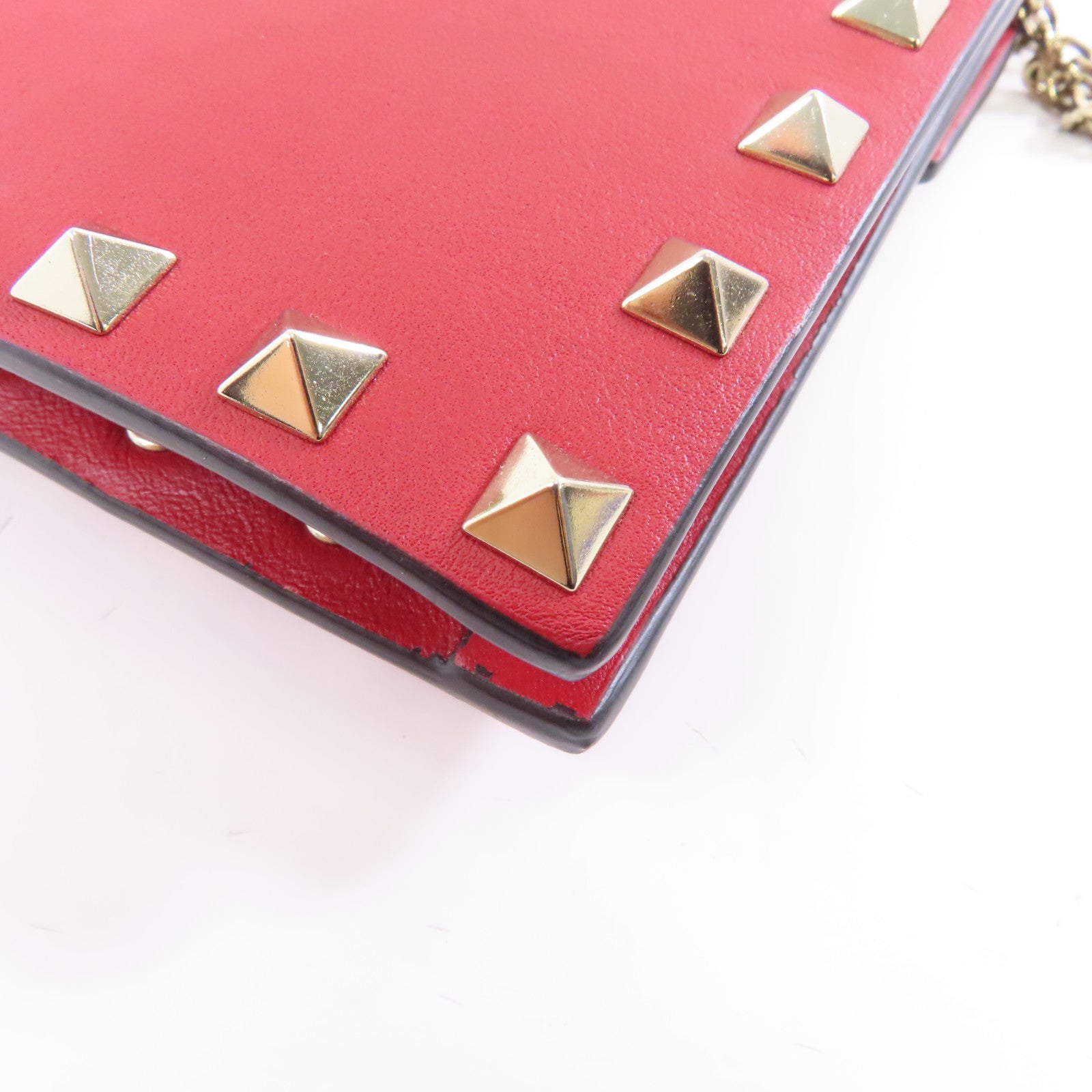 Valentino 牛皮皮革Chain Shoulder Bag金扣鏈帶肩背袋紅色